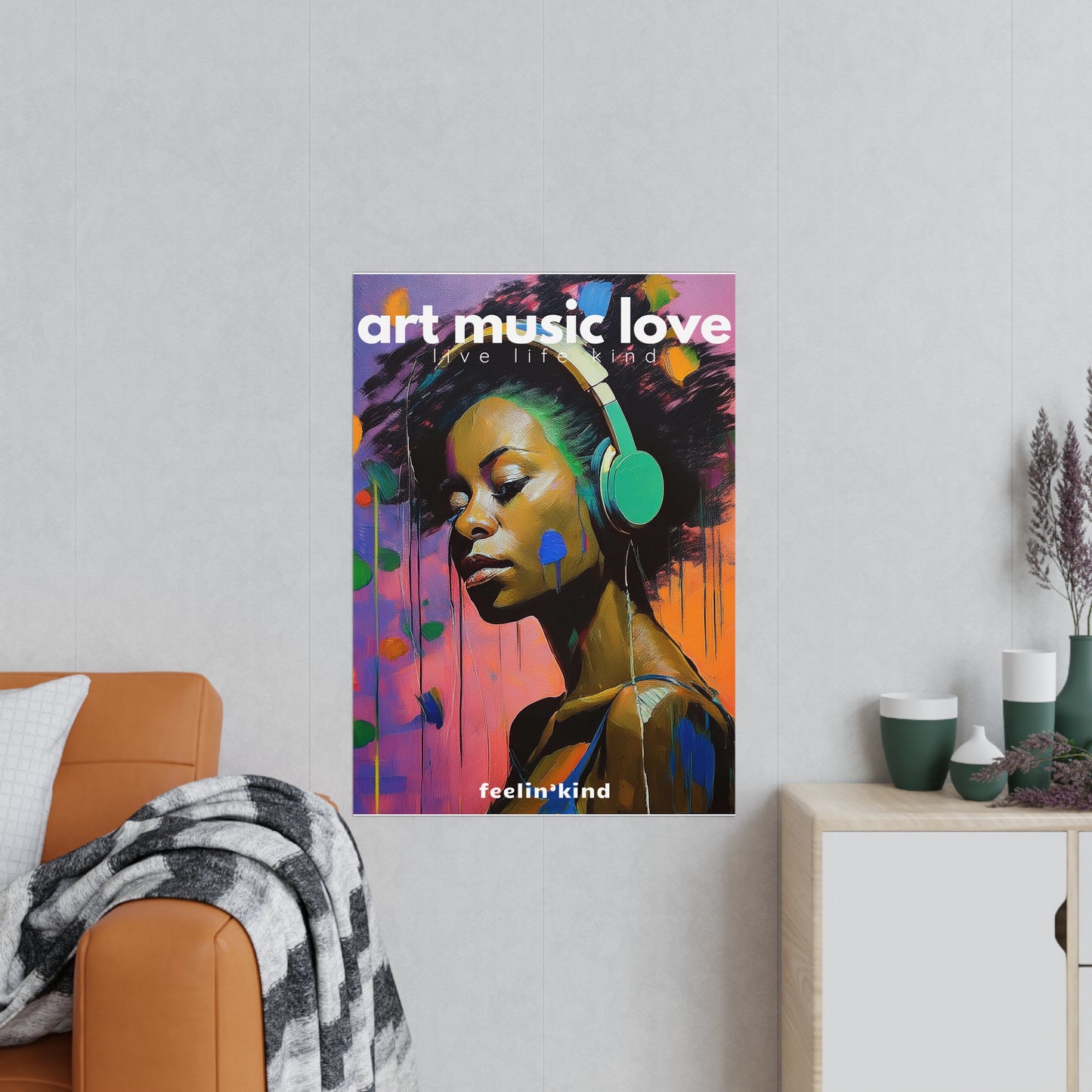 Art Music Love – Soul Sound Headphones Poster