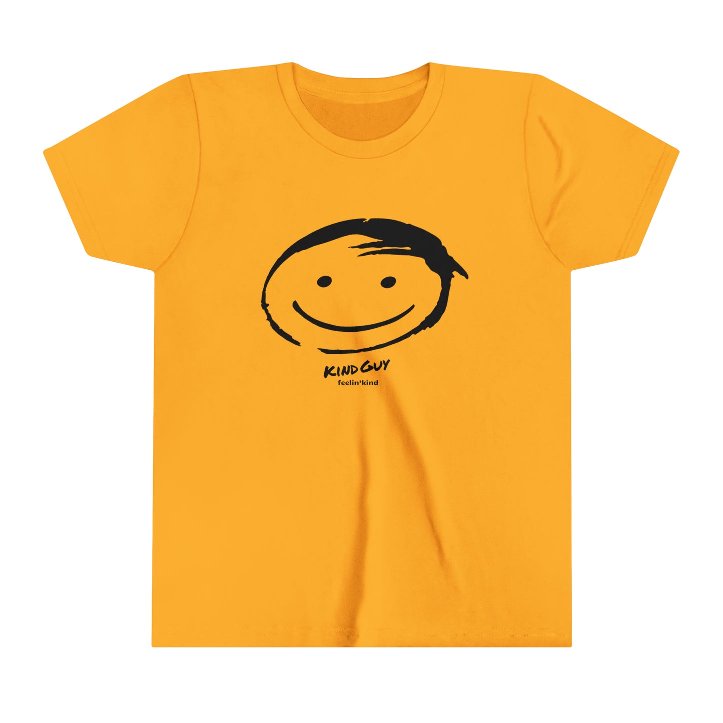 Feelin'Kind Kind Guy design on a gold t-shirt