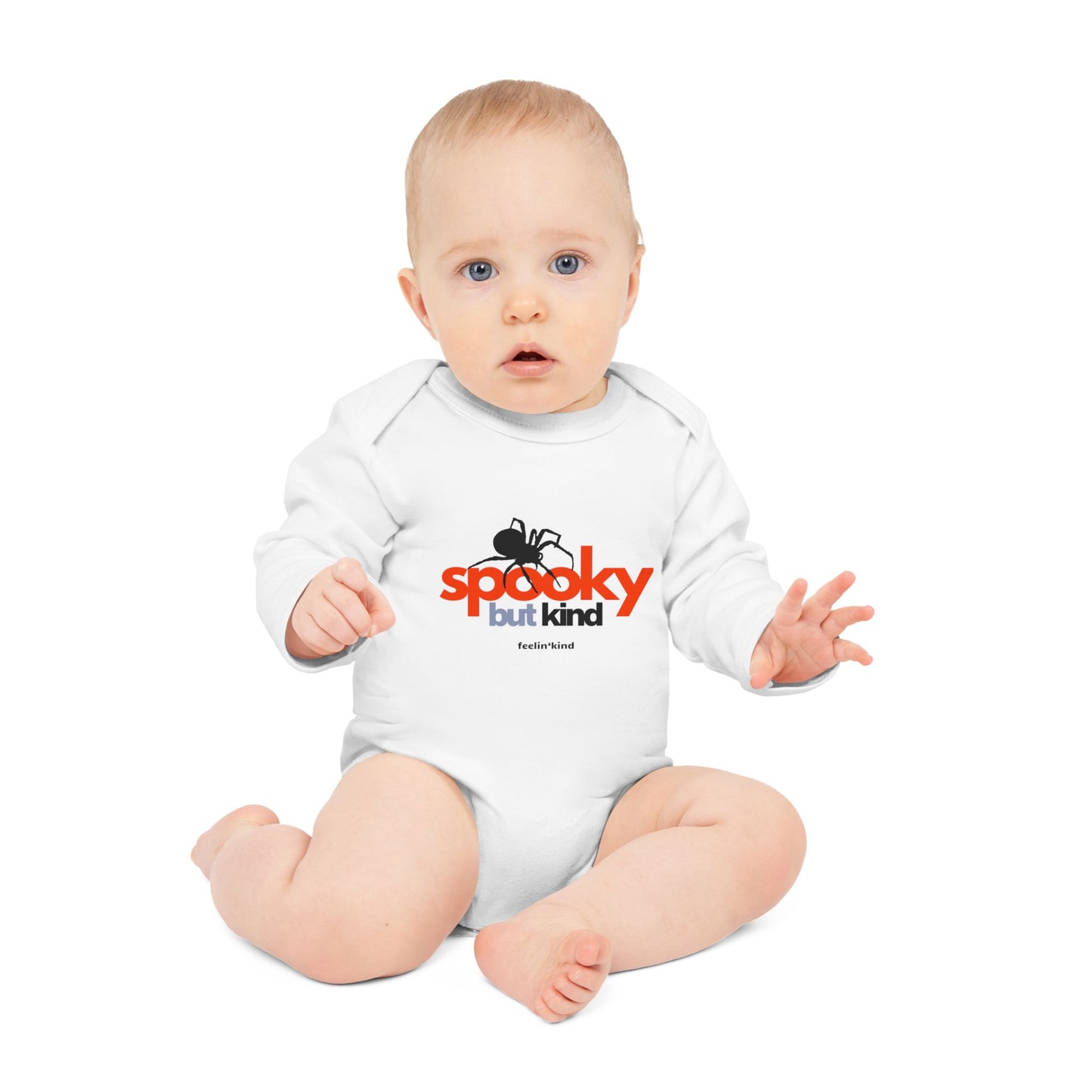 Spooky But Kind, Organic Cotton Long Sleeve Onesie,