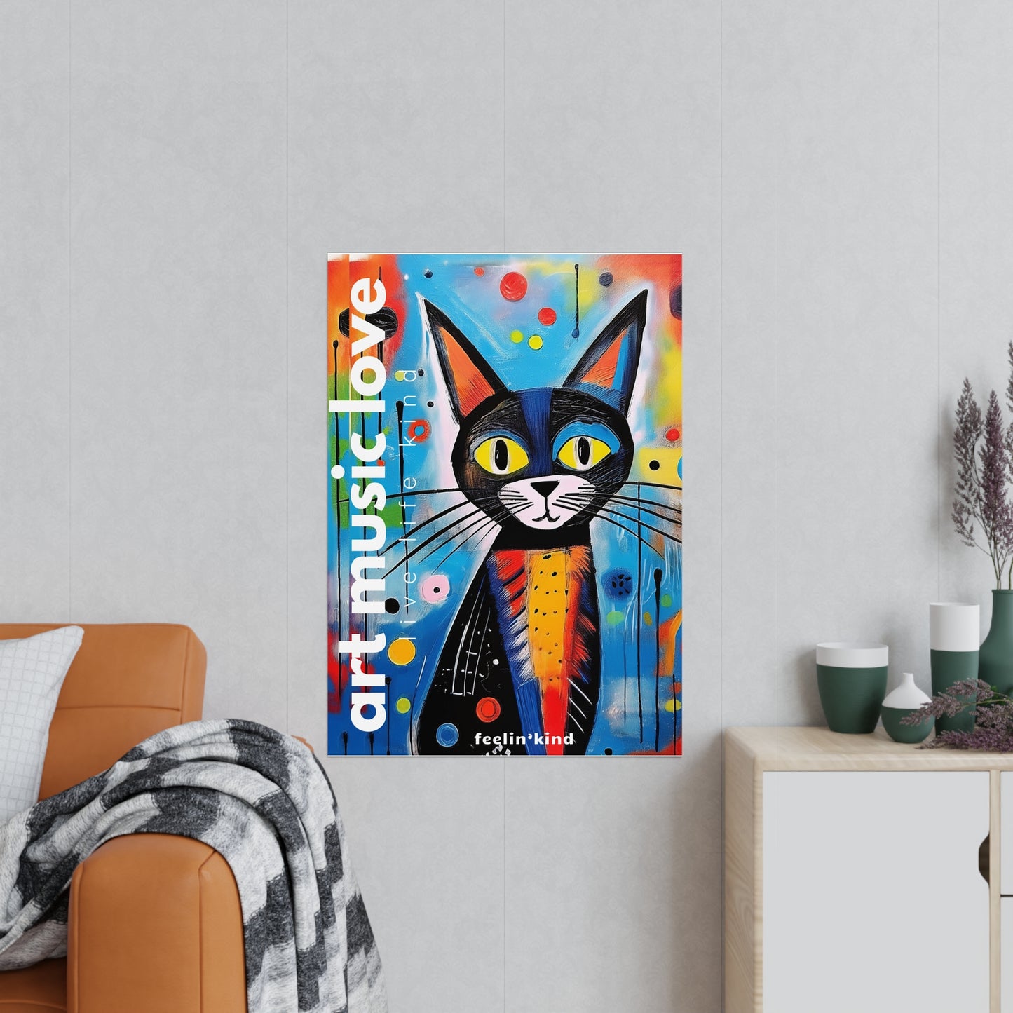 Art Music Love – Vibrant Cat Poster
