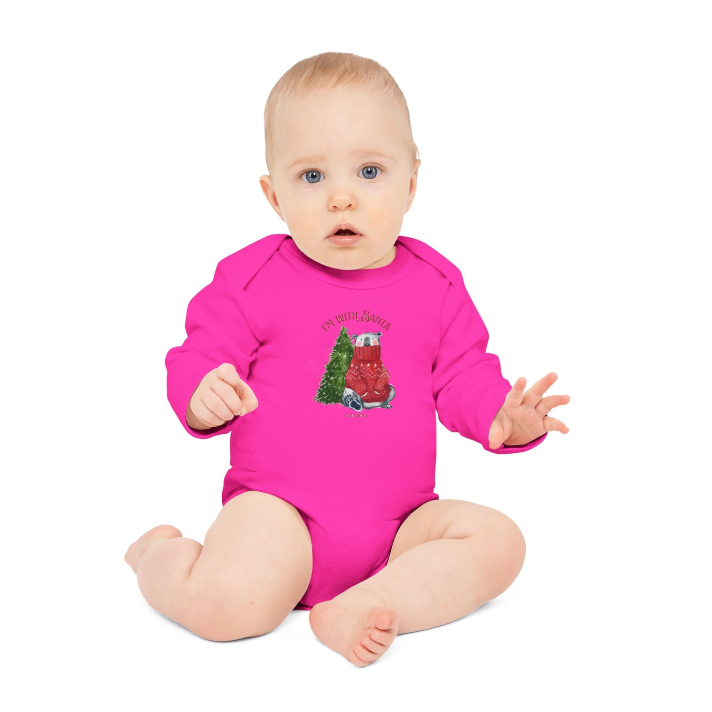 I'm With Santa" Organic Long-Sleeve Bodysuit