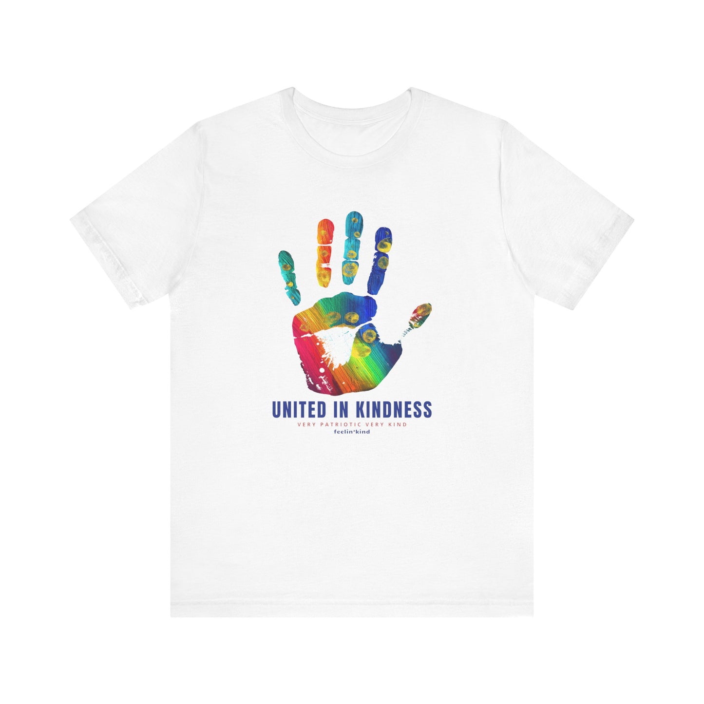 United in Kindness – Patriotic Rainbow Handprint T-Shirt