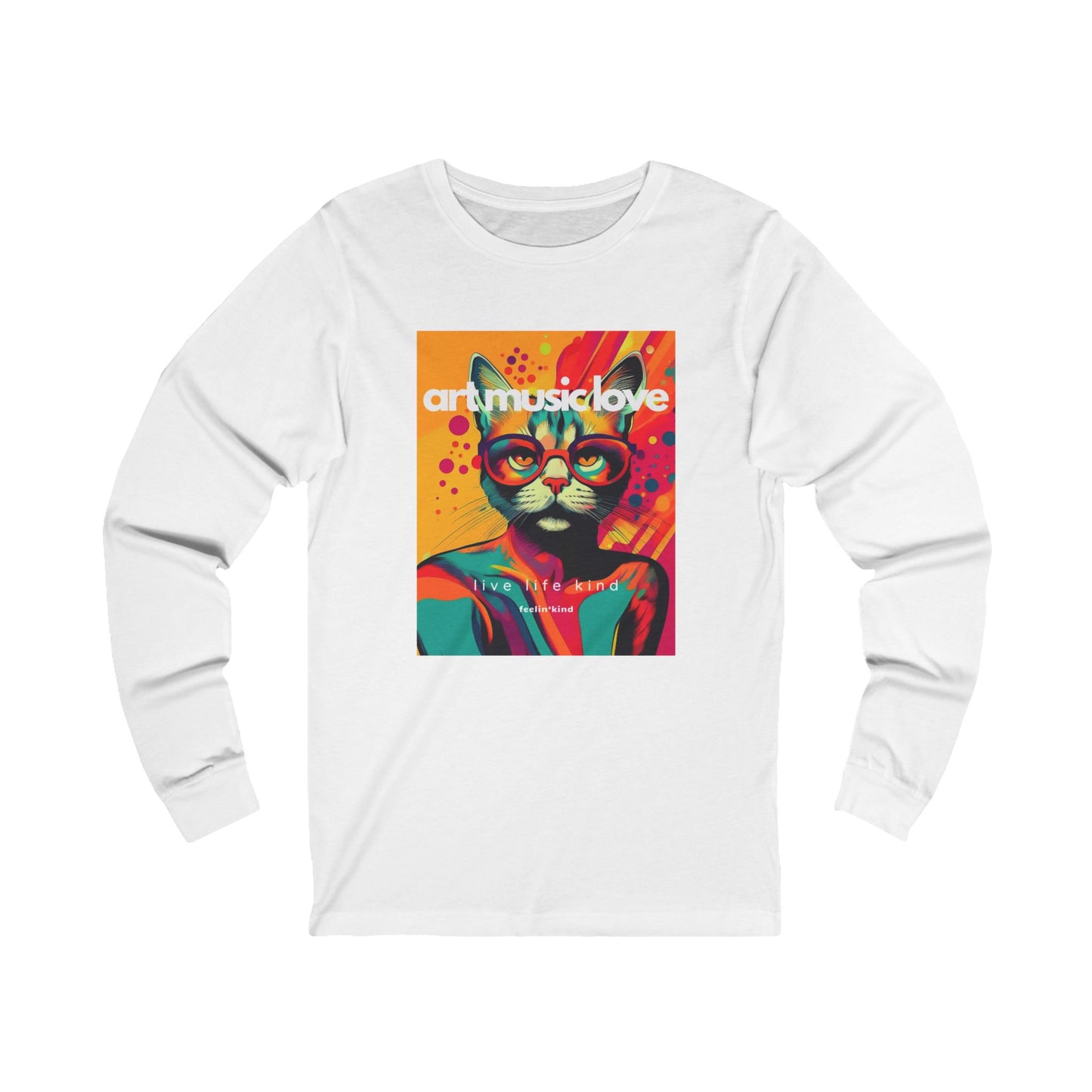 Art Music Love Cool Cat Long Sleeve Tee