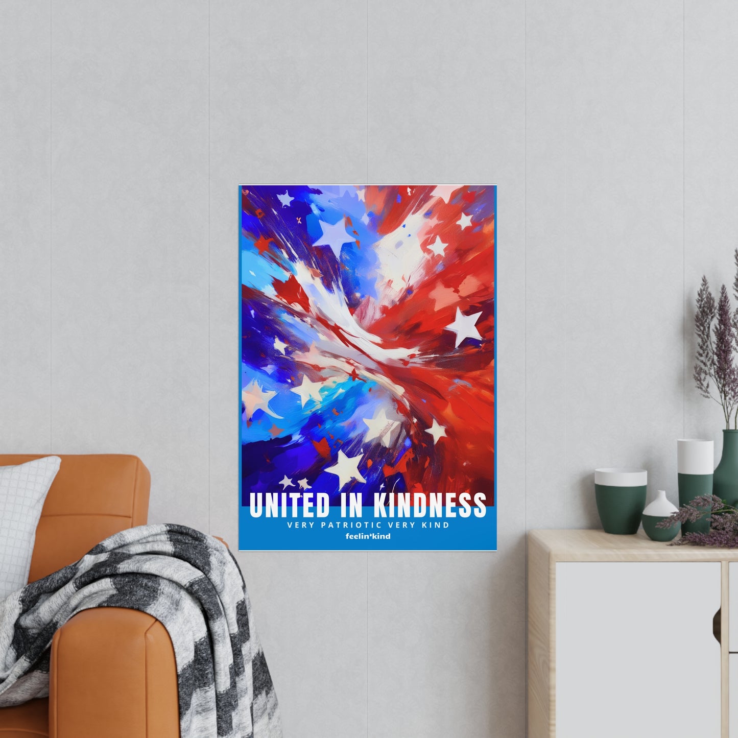 United in Kindness – Patriotic Abstract American Flag Poster