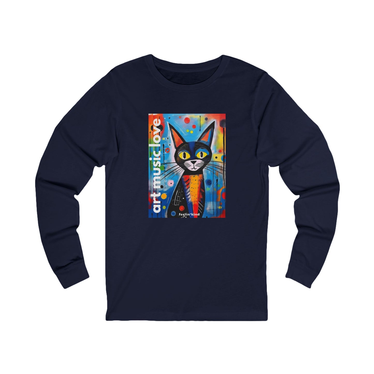 Art Music Love Cat Long Sleeve Tee