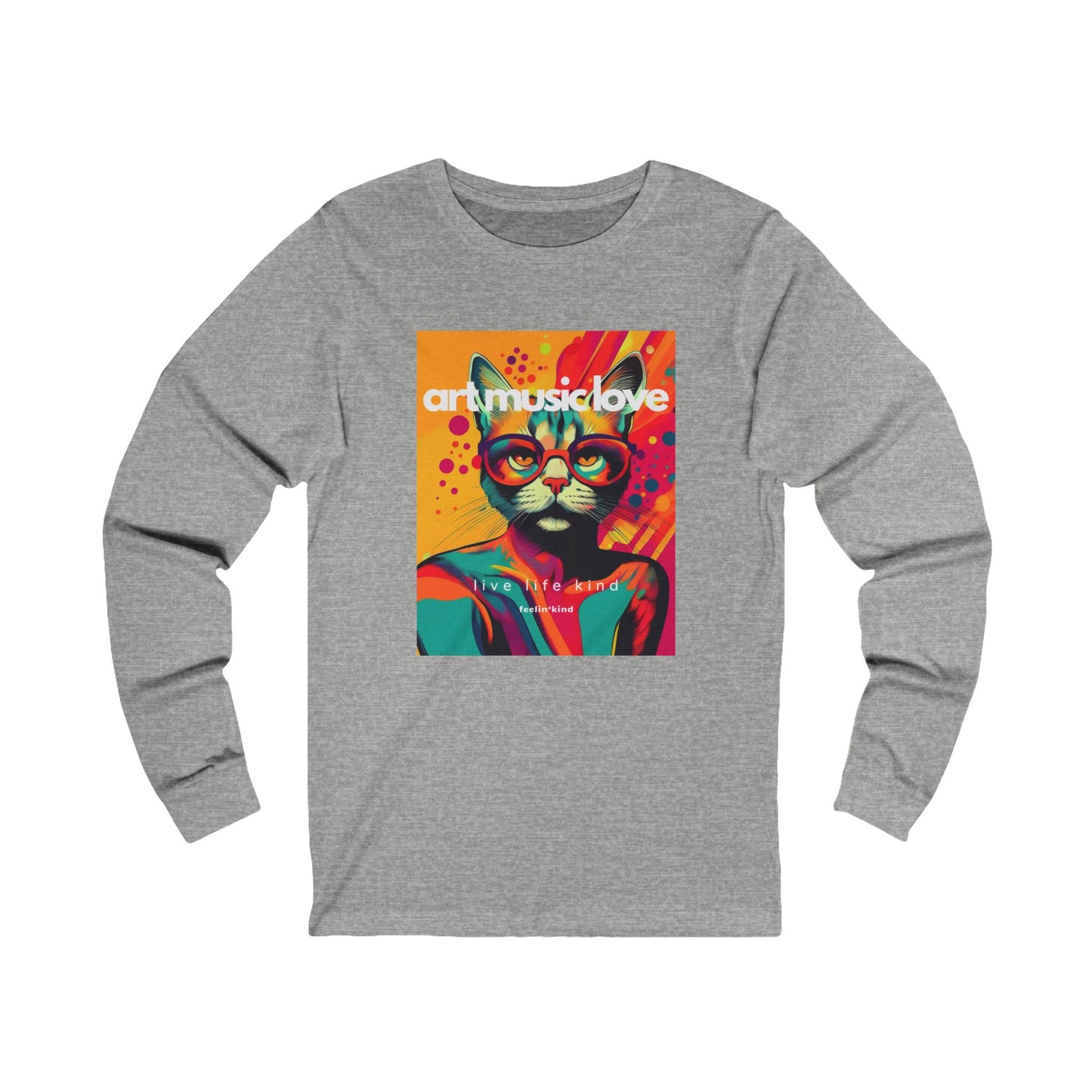Art Music Love Cool Cat Long Sleeve Tee
