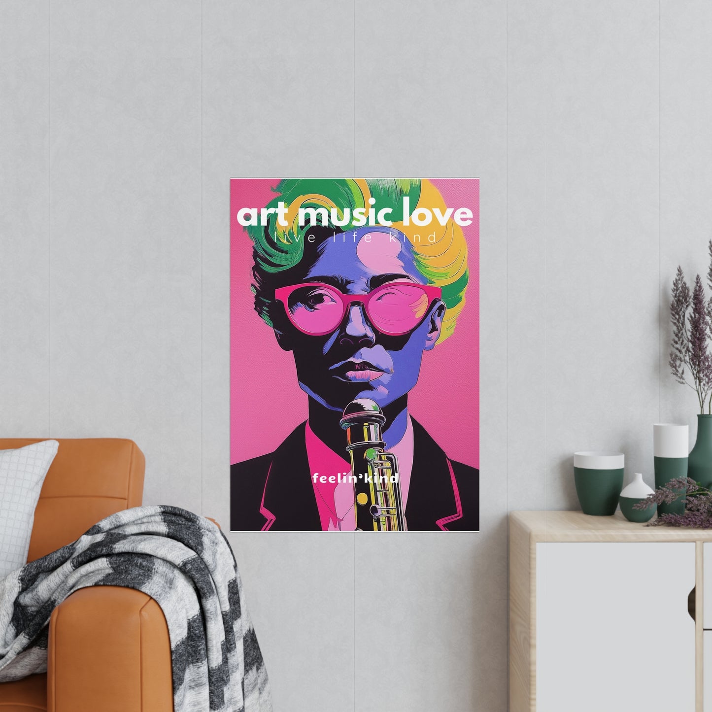 Art Music Love – Neon Sax Music Poster