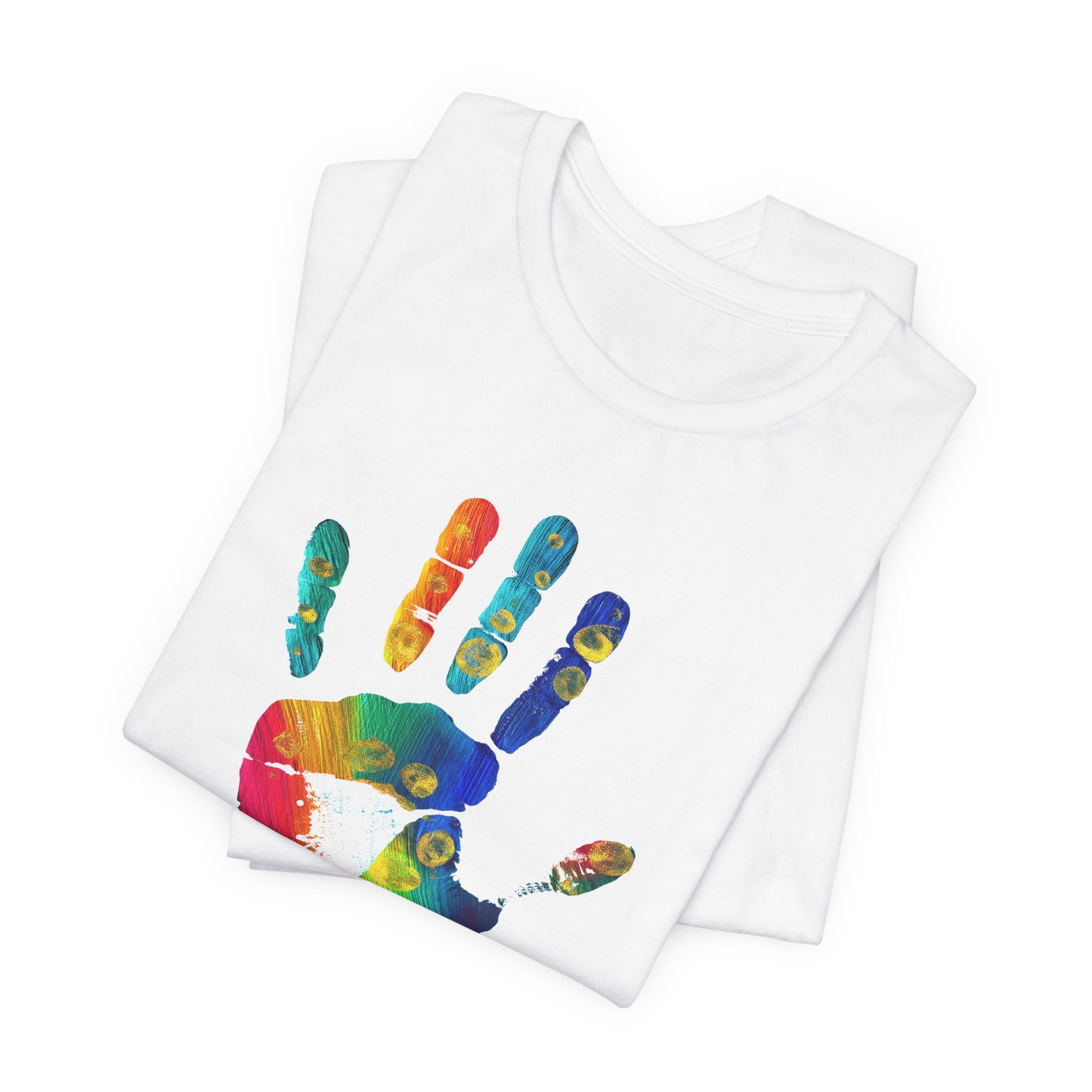 United in Kindness – Patriotic Rainbow Handprint T-Shirt