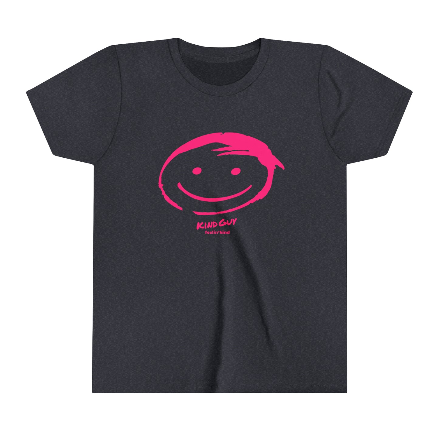 Feelin'Kind Kind Guy design on a heather navy t-shirt