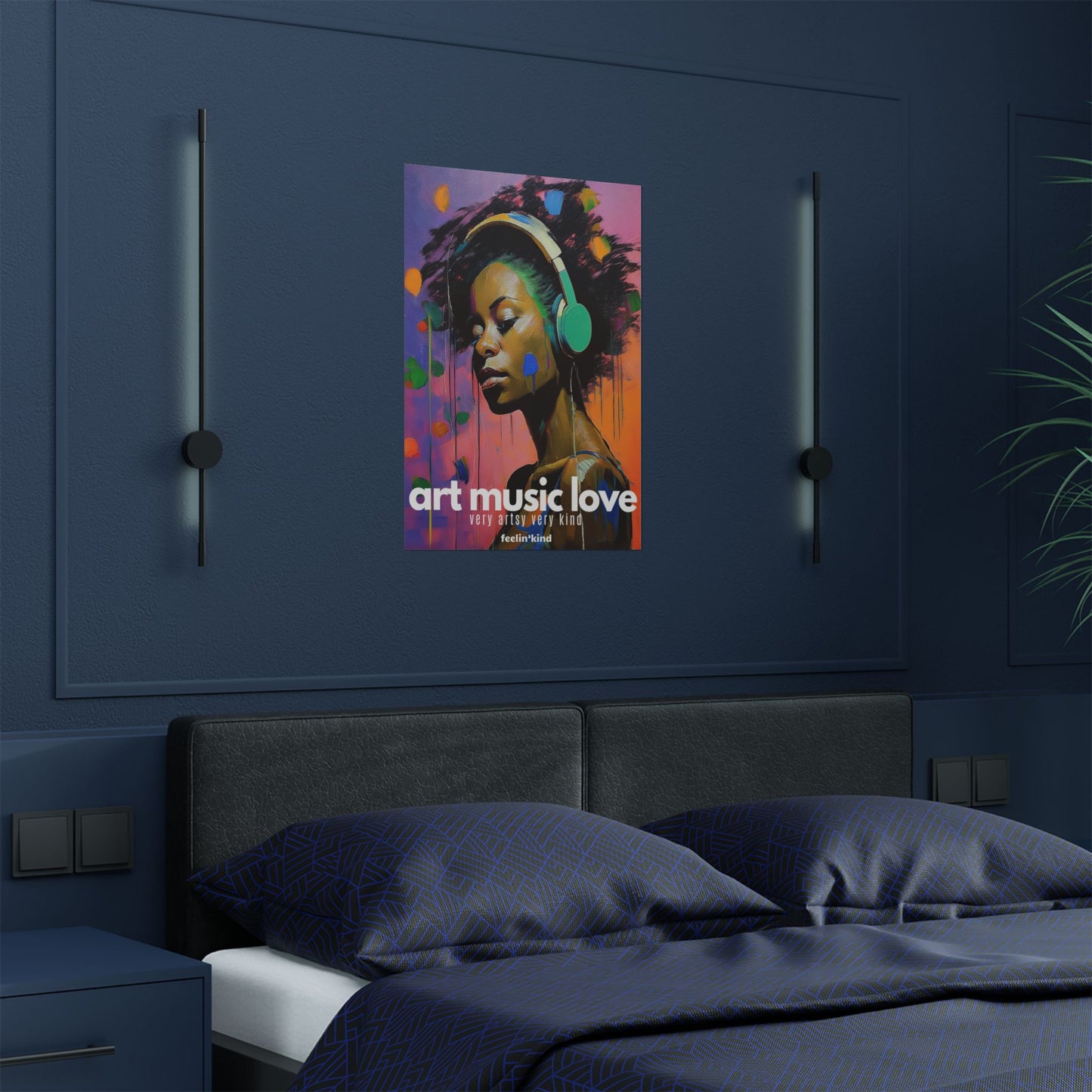 Art Music Love – Soul Sound Headphones Poster