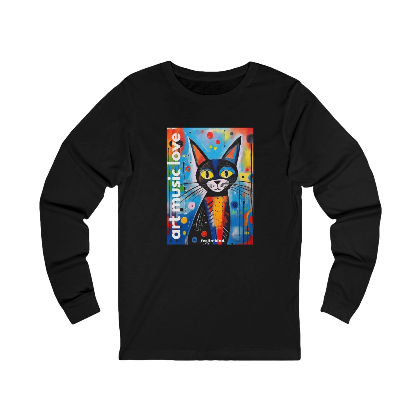 Art Music Love Cat Long Sleeve Tee