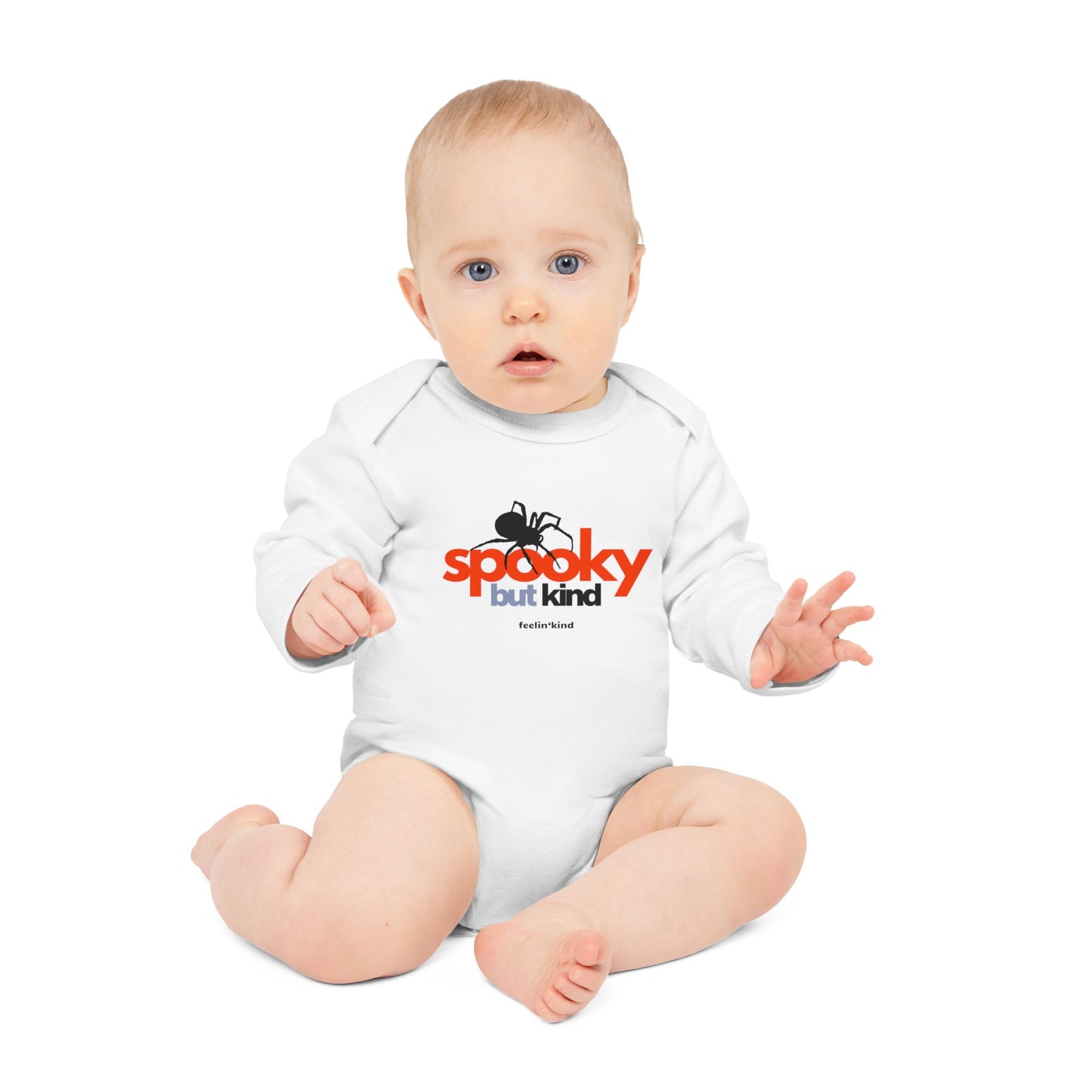 Spooky But Kind, Organic Cotton Long Sleeve Onesie,