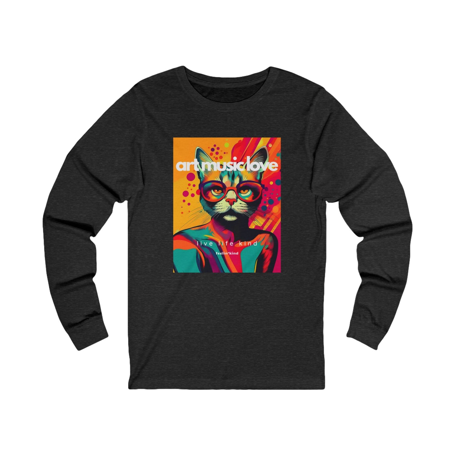 Art Music Love Cool Cat Long Sleeve Tee