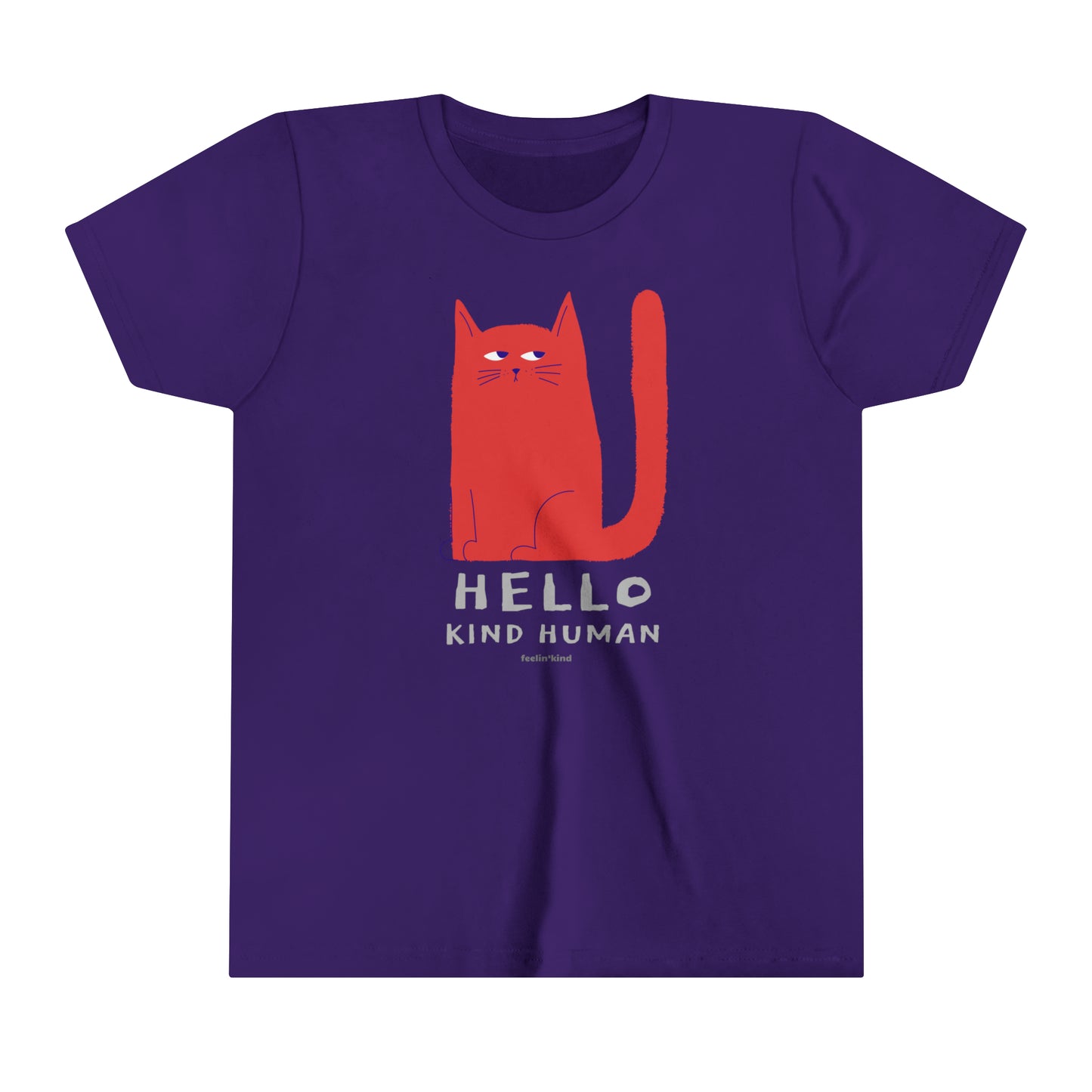 Feelin'Kind Hello Human design on a purple t-shirt