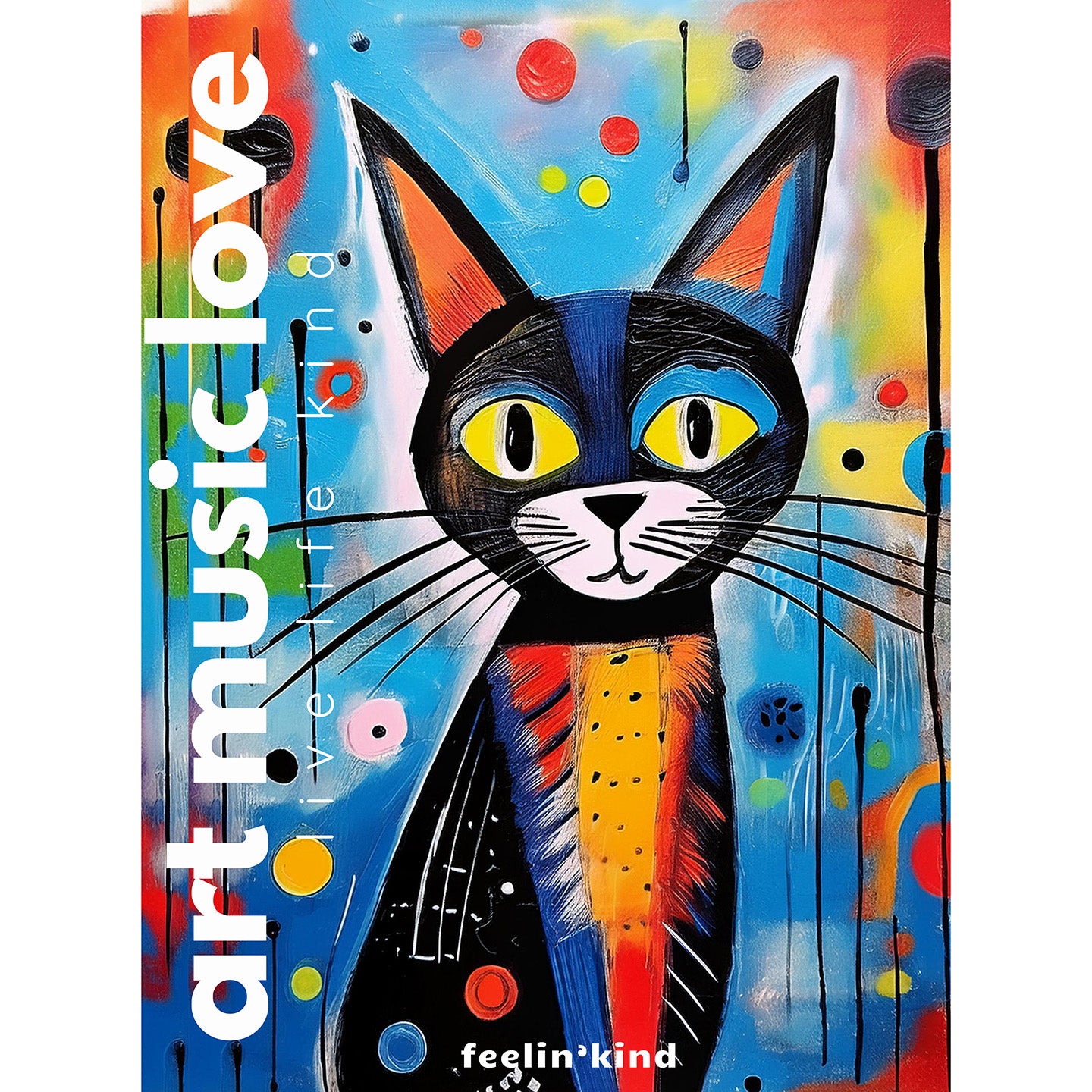 Art Music Love – Vibrant Cat Poster