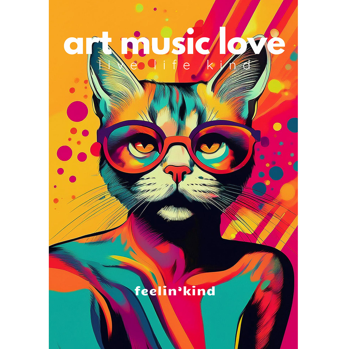 Art Music Love Cool Cat Long Sleeve Tee