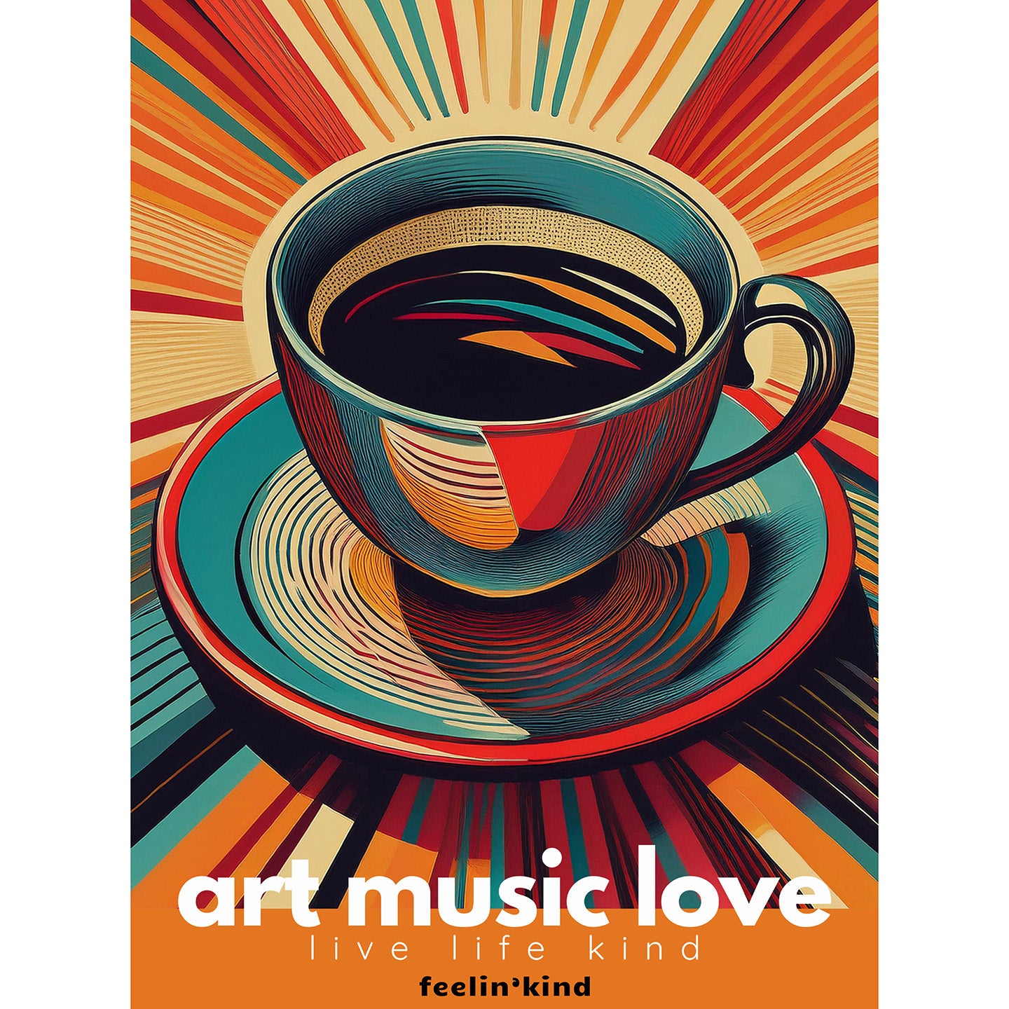 Radiant Coffee Burst T-Shirt / Art Music Love Collection