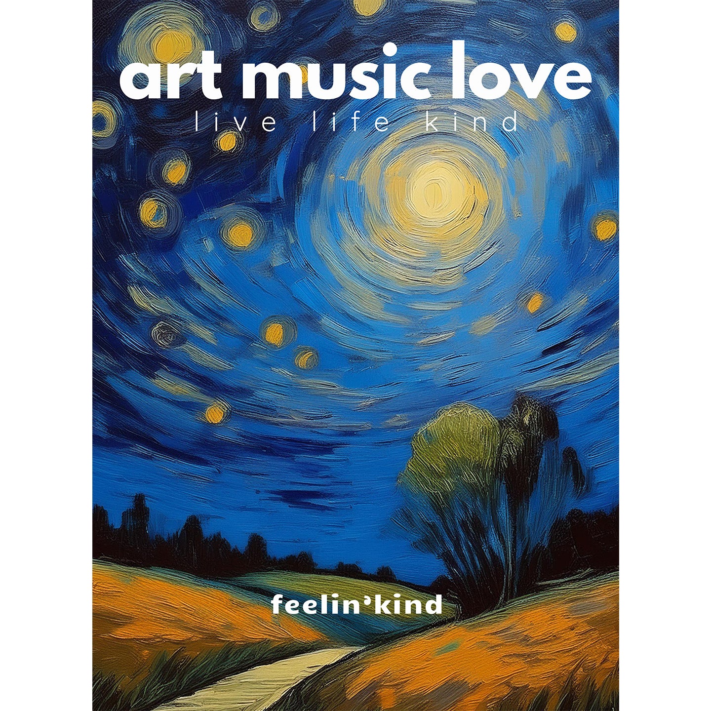 Art Music Love - Starry Night Landscape Poster