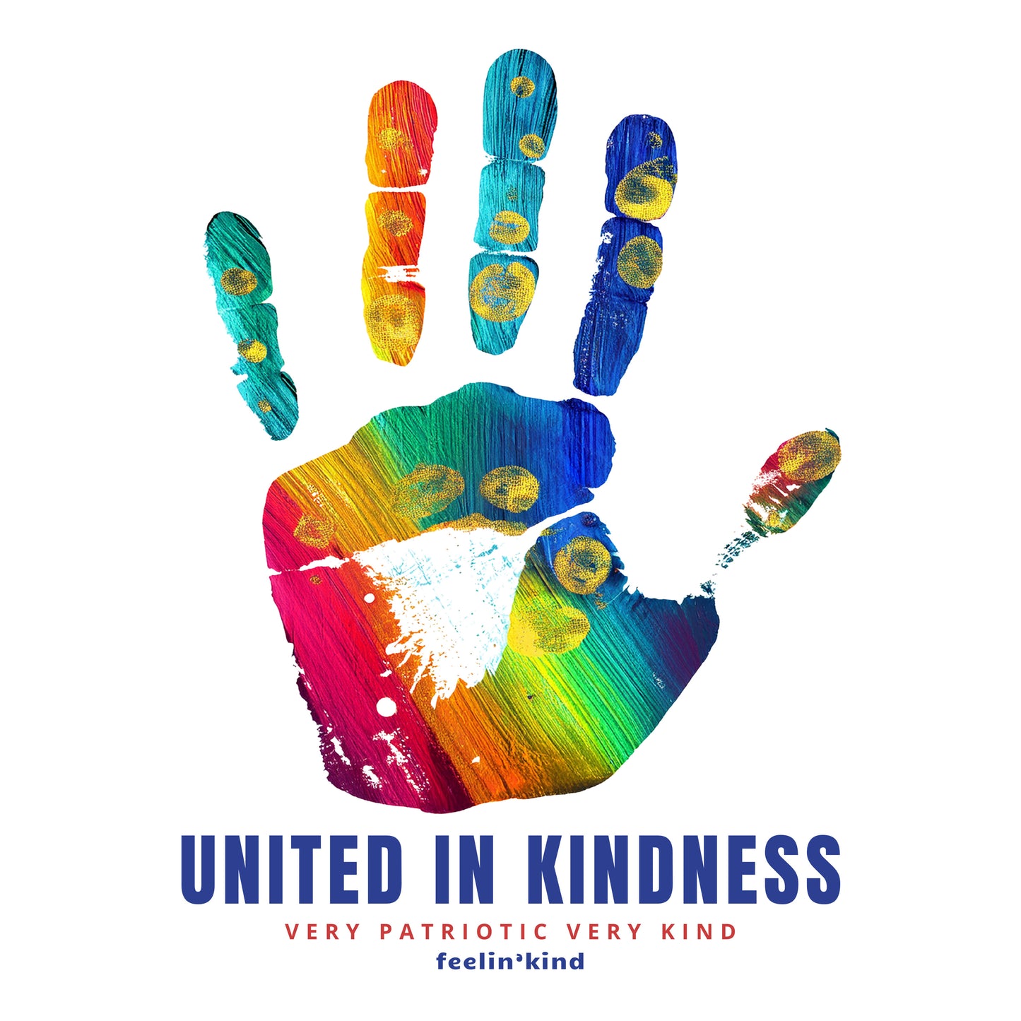 United in Kindness – Patriotic Rainbow Handprint T-Shirt