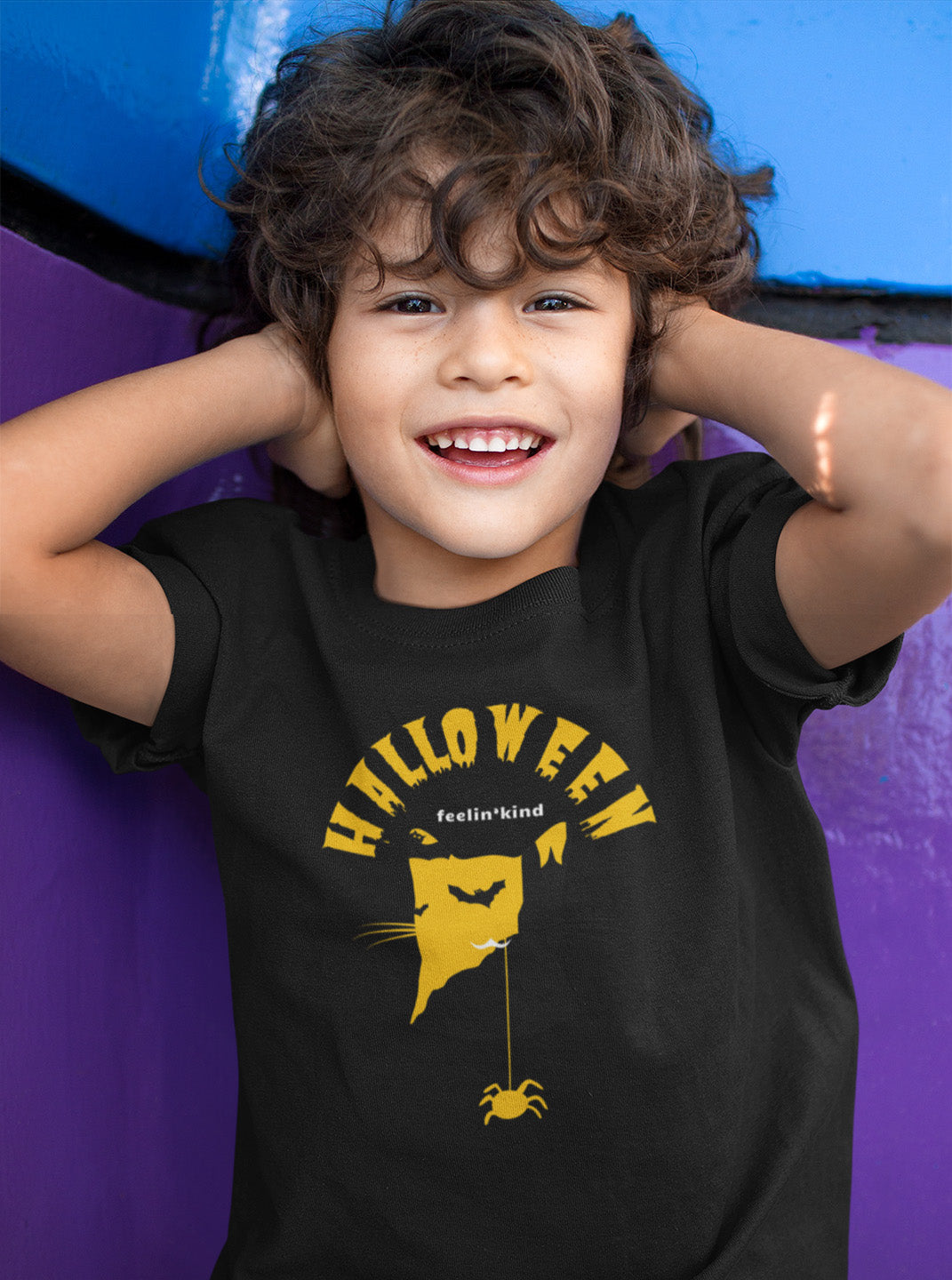 Halloween Cat Kids Tee – Spooky & Kind