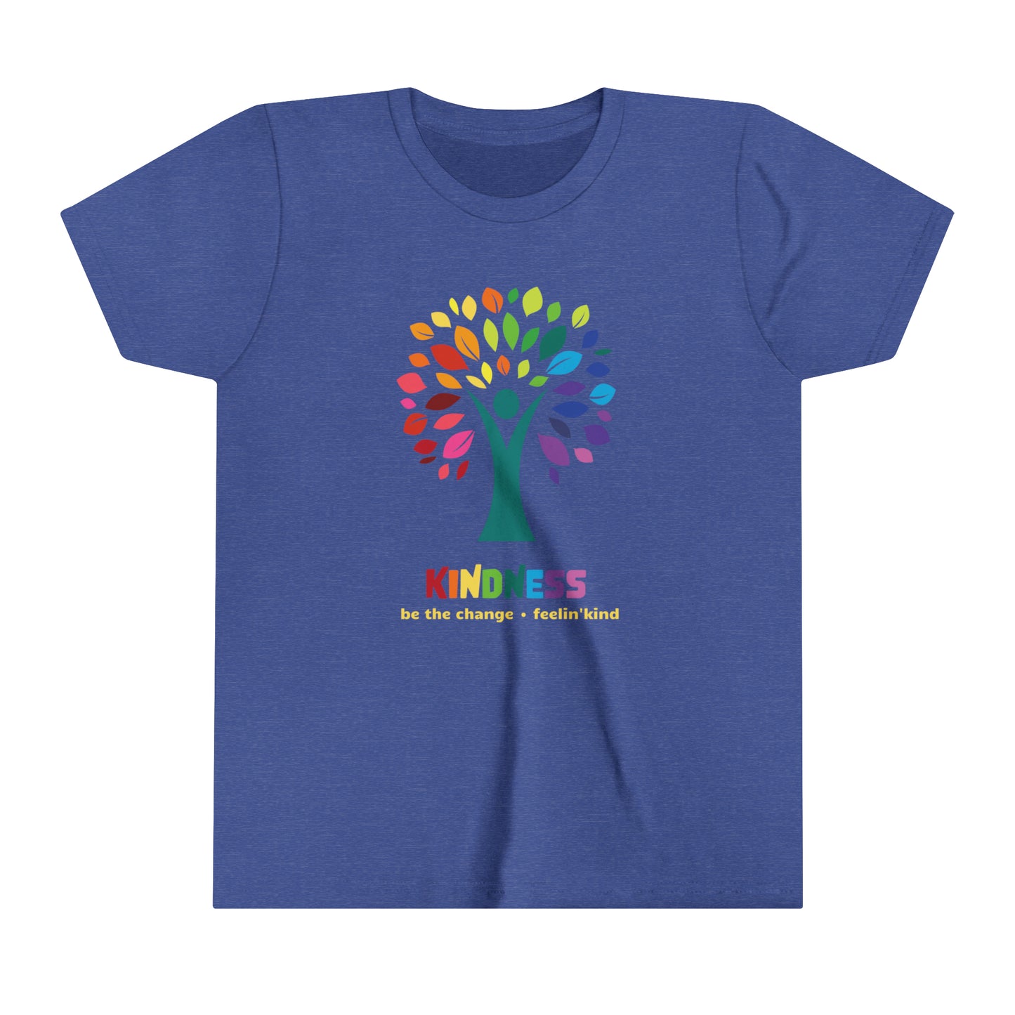 Feelin'Kind Kindness Tree design on a royal t-shirt