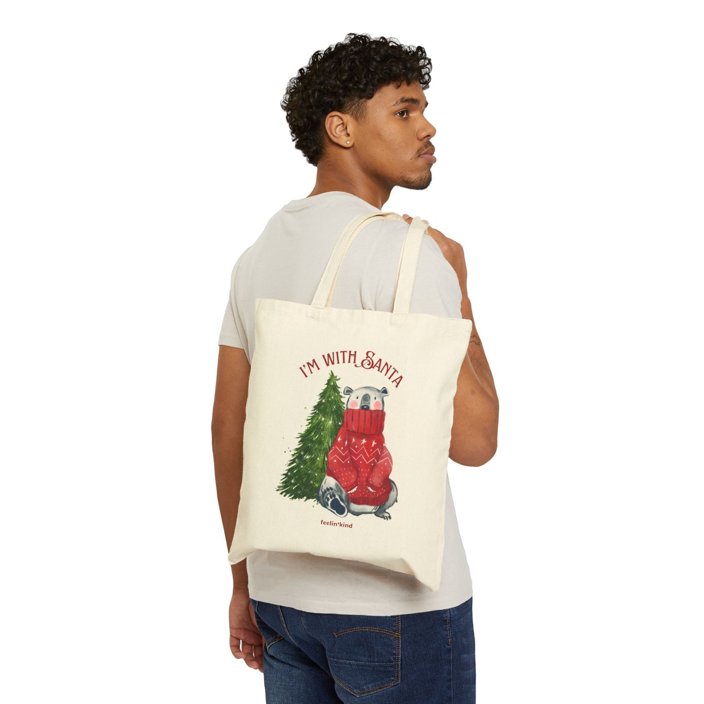 I’m With Santa' Holiday Canvas Tote