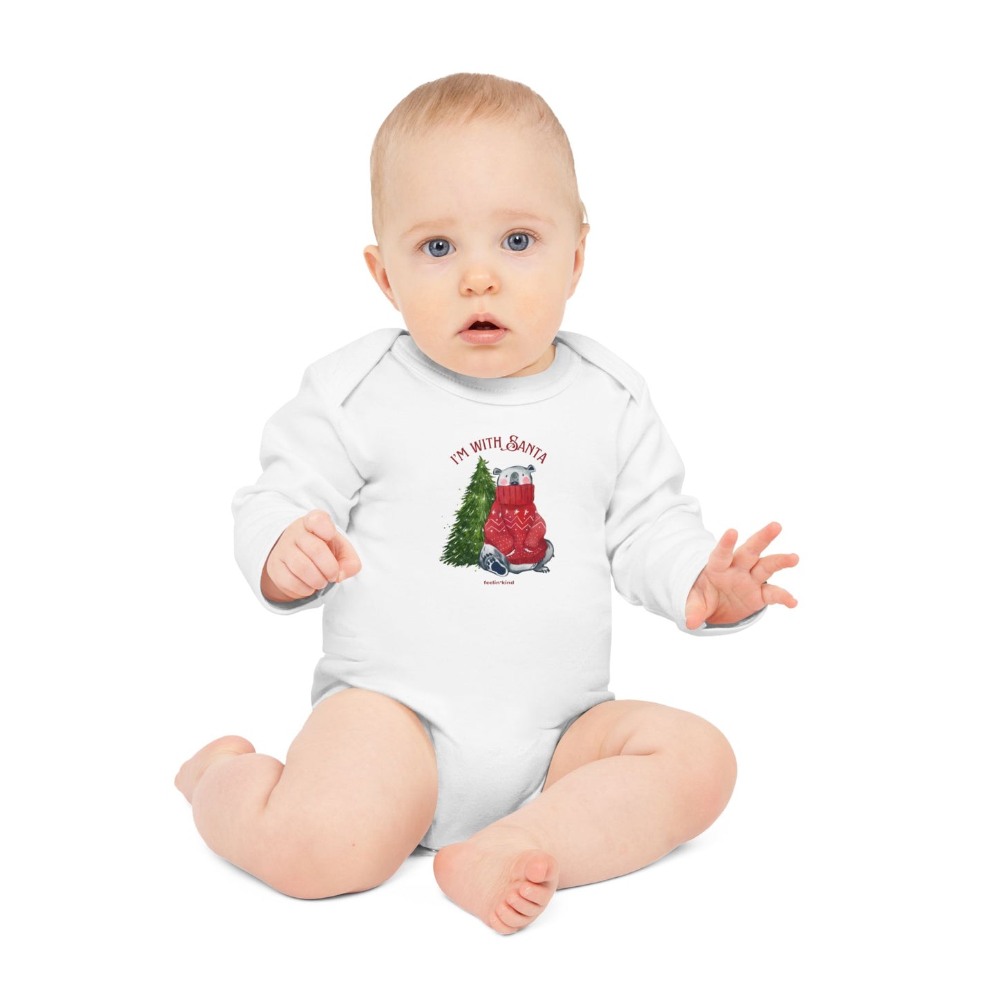 I'm With Santa" Organic Long-Sleeve Bodysuit