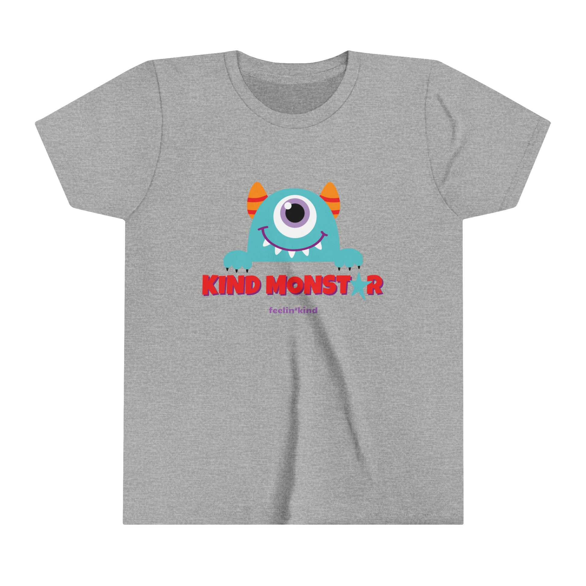 Feelin'Kind Kind Monstar design on a grey t-shirt