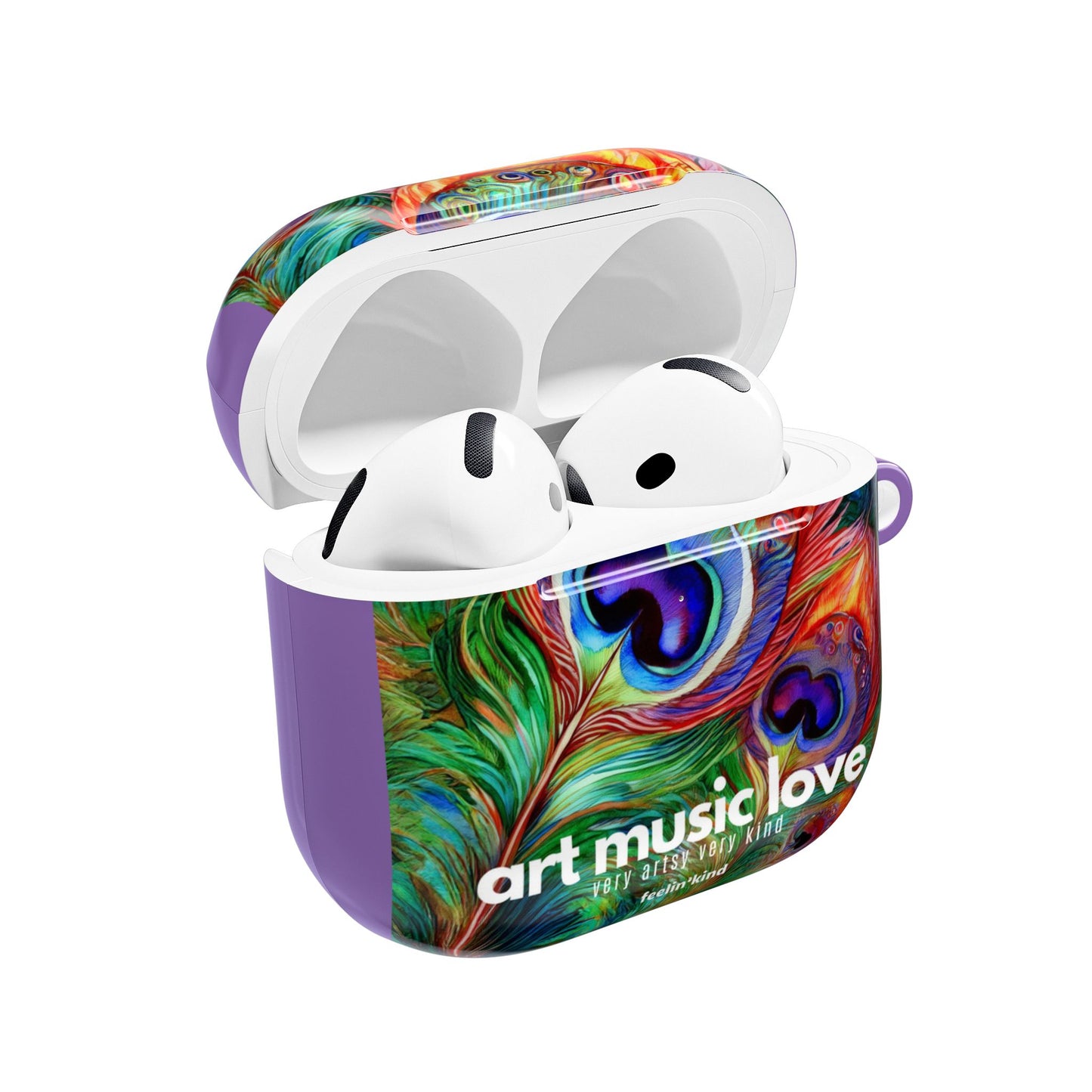 AirPod Case — Colorful Peacock Feather "art music love" Design