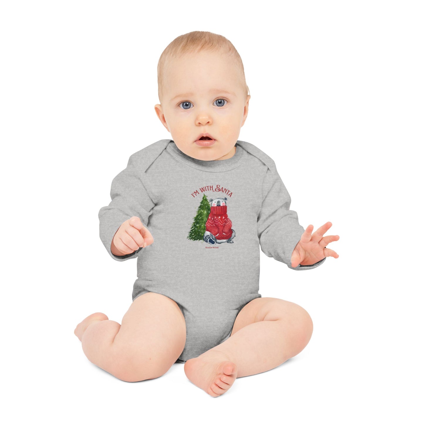 I'm With Santa" Organic Long-Sleeve Bodysuit
