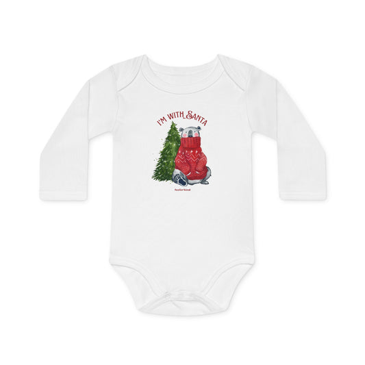 I'm With Santa" Organic Long-Sleeve Bodysuit
