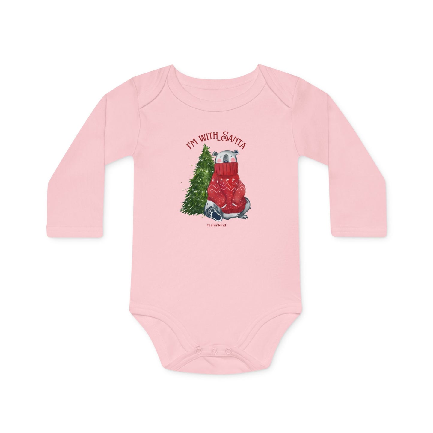 I'm With Santa" Organic Long-Sleeve Bodysuit