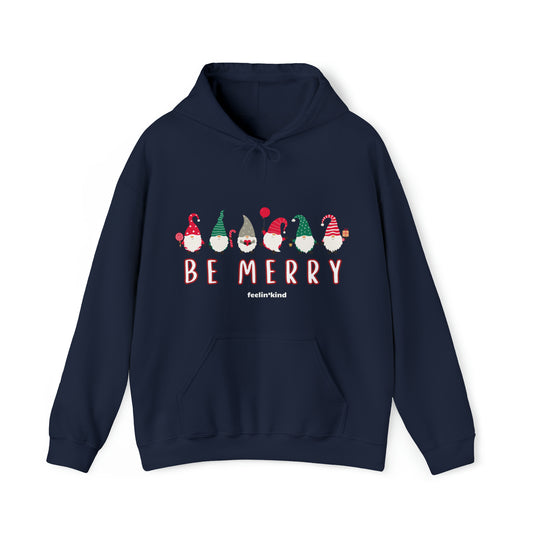 Be Merry Gnome hoodie featuring a cool design inspired by the spirit of goodwill, perfect for chilly days.