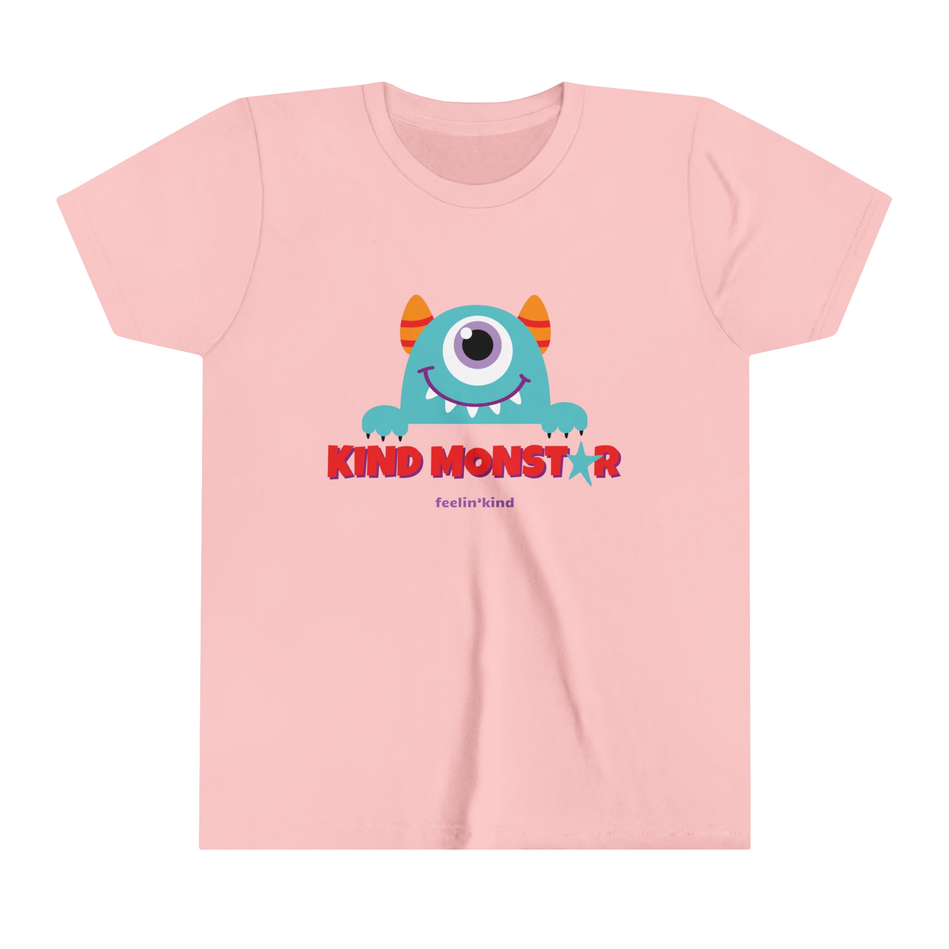 Feelin'Kind Kind Monstar design on a pink t-shirtFeelin'Kind Kind Monstar design on a white t-shirtFeelin'Kind Kind Monstar design on a pink t-shirt