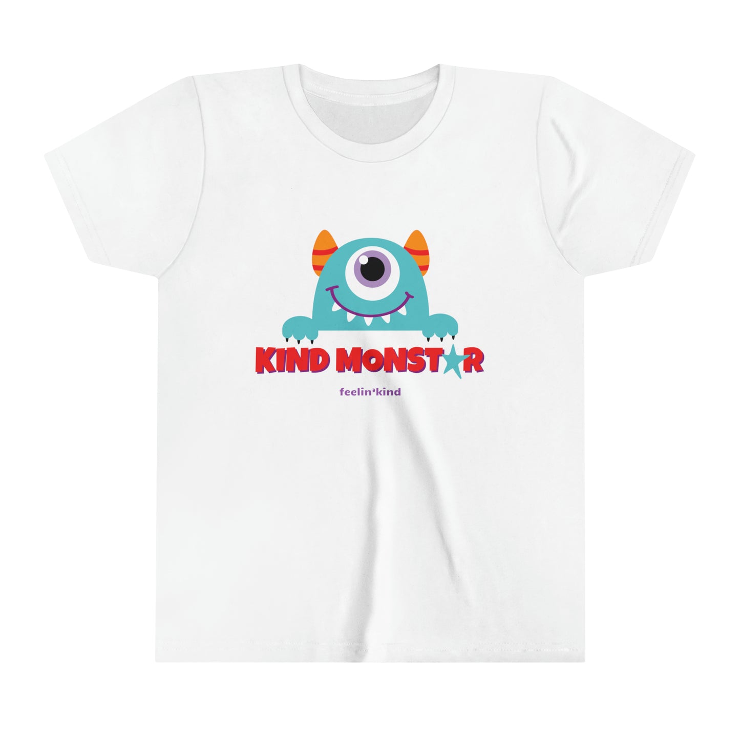 Feelin'Kind Kind Monstar design on a white t-shirtFeelin'Kind Kind Monstar design on a white t-shirt