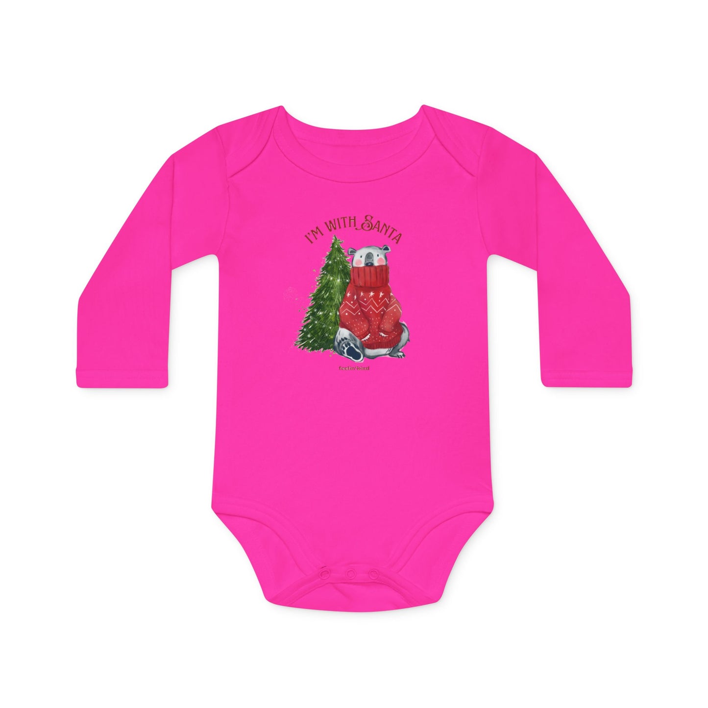 I'm With Santa" Organic Long-Sleeve Bodysuit