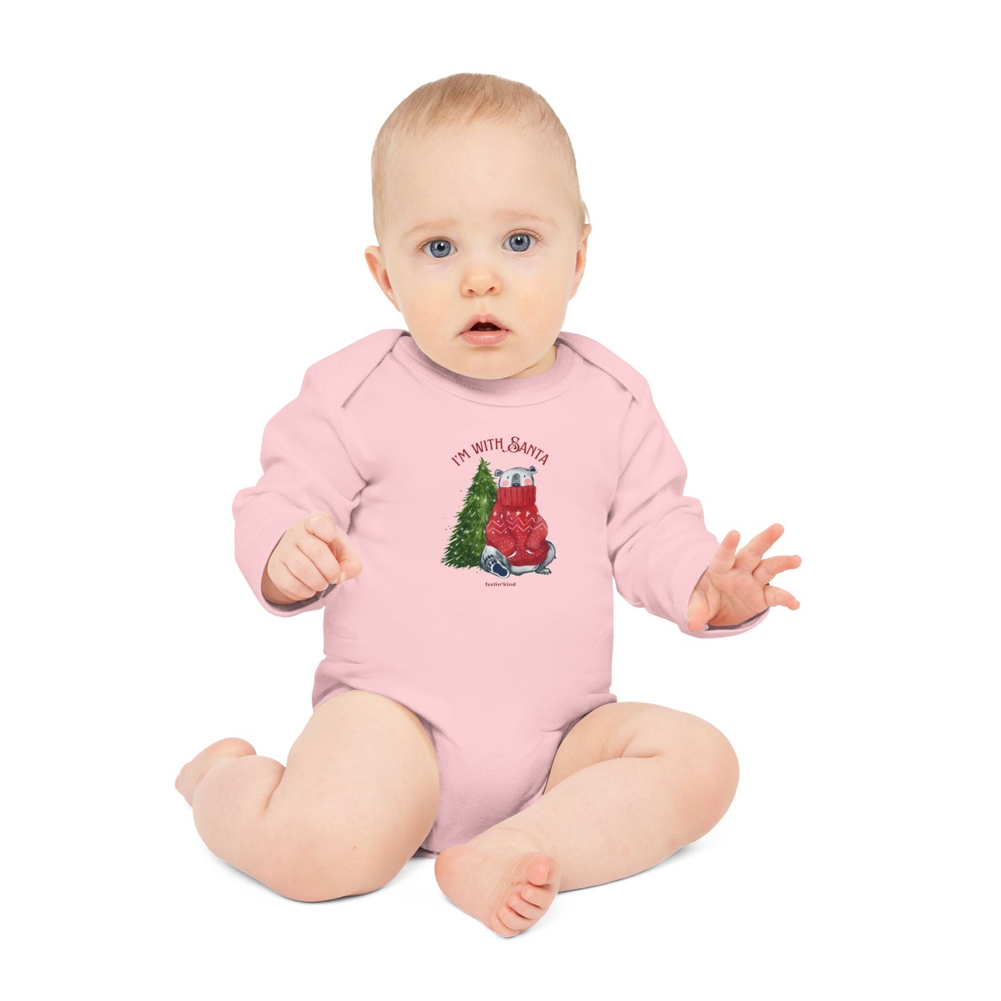 I'm With Santa" Organic Long-Sleeve Bodysuit