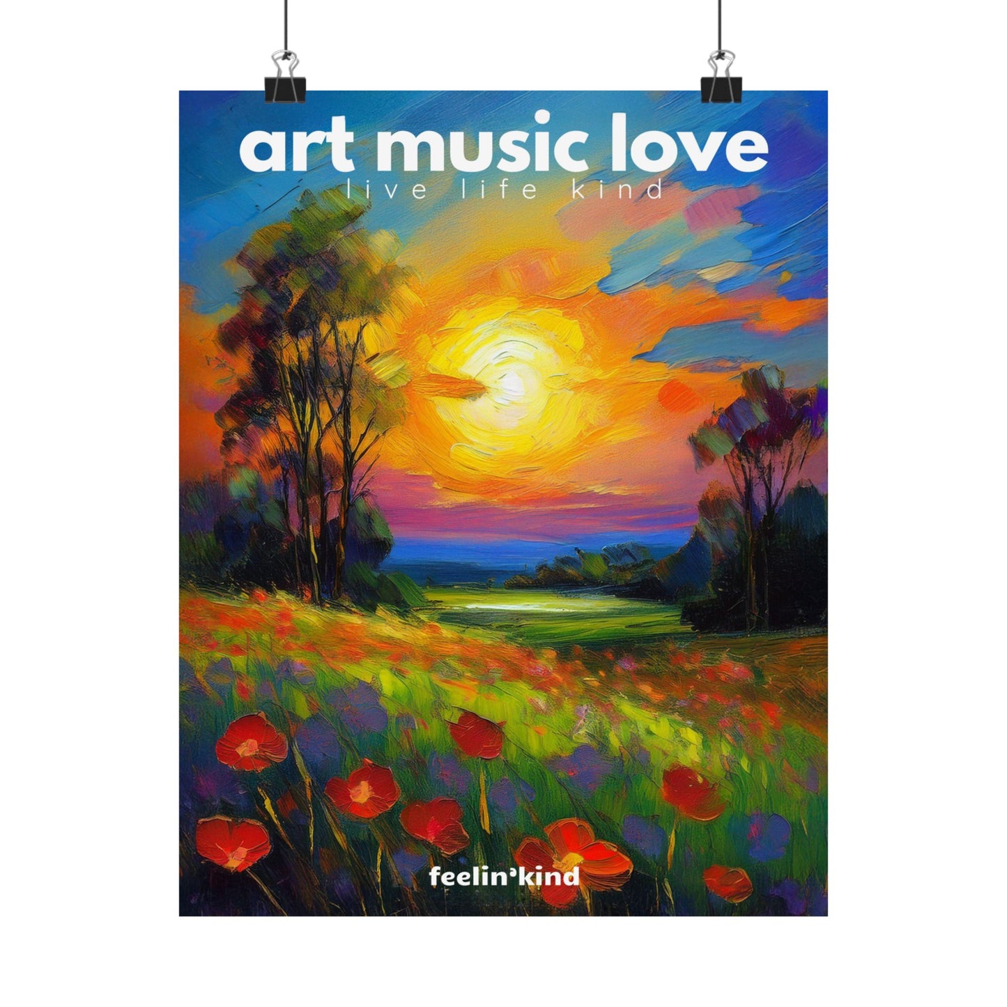 Art Music Love – Tulip Sunset Landscape Poster