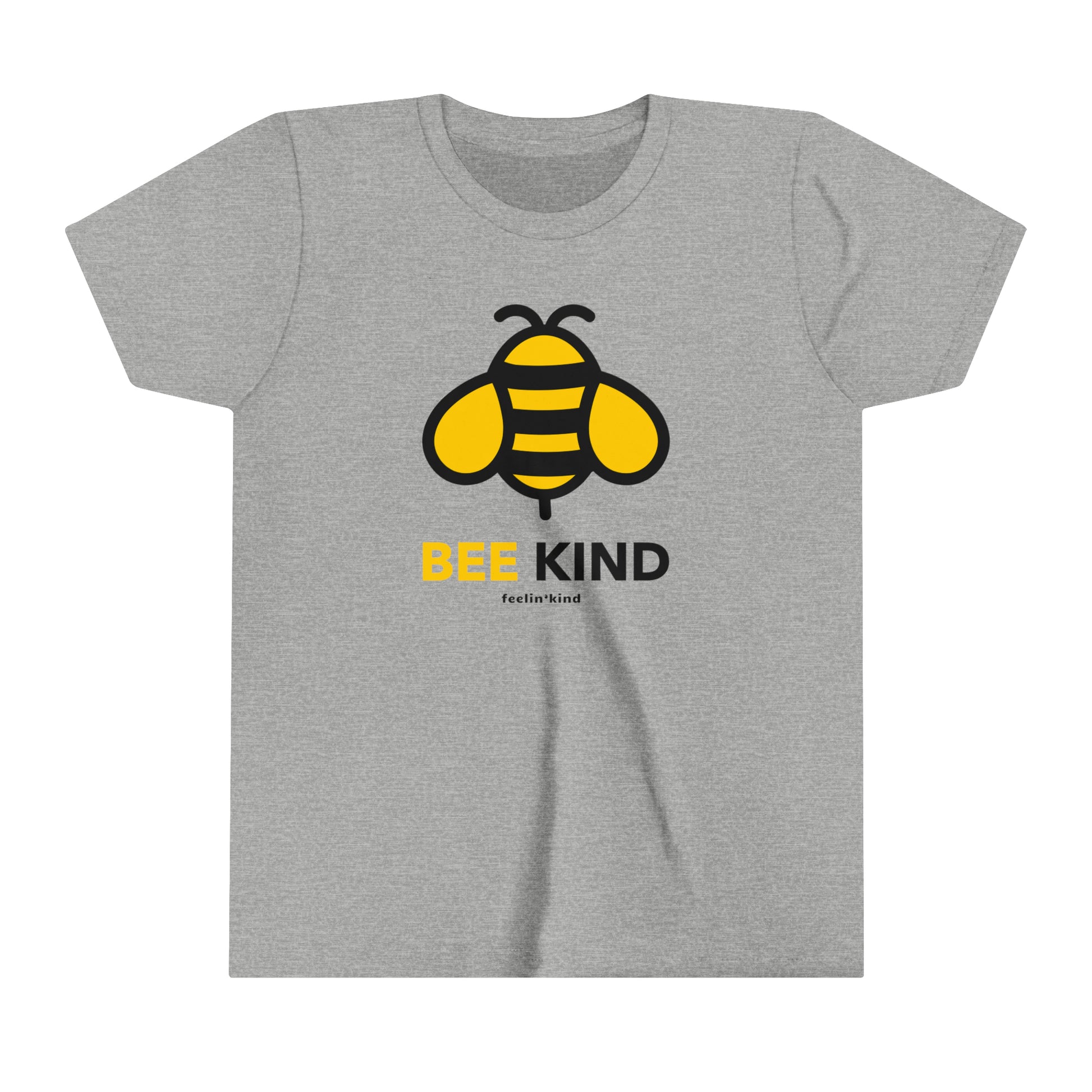 Bee Kind Bee t-shirt featuring a large yellow bee with black stripes.