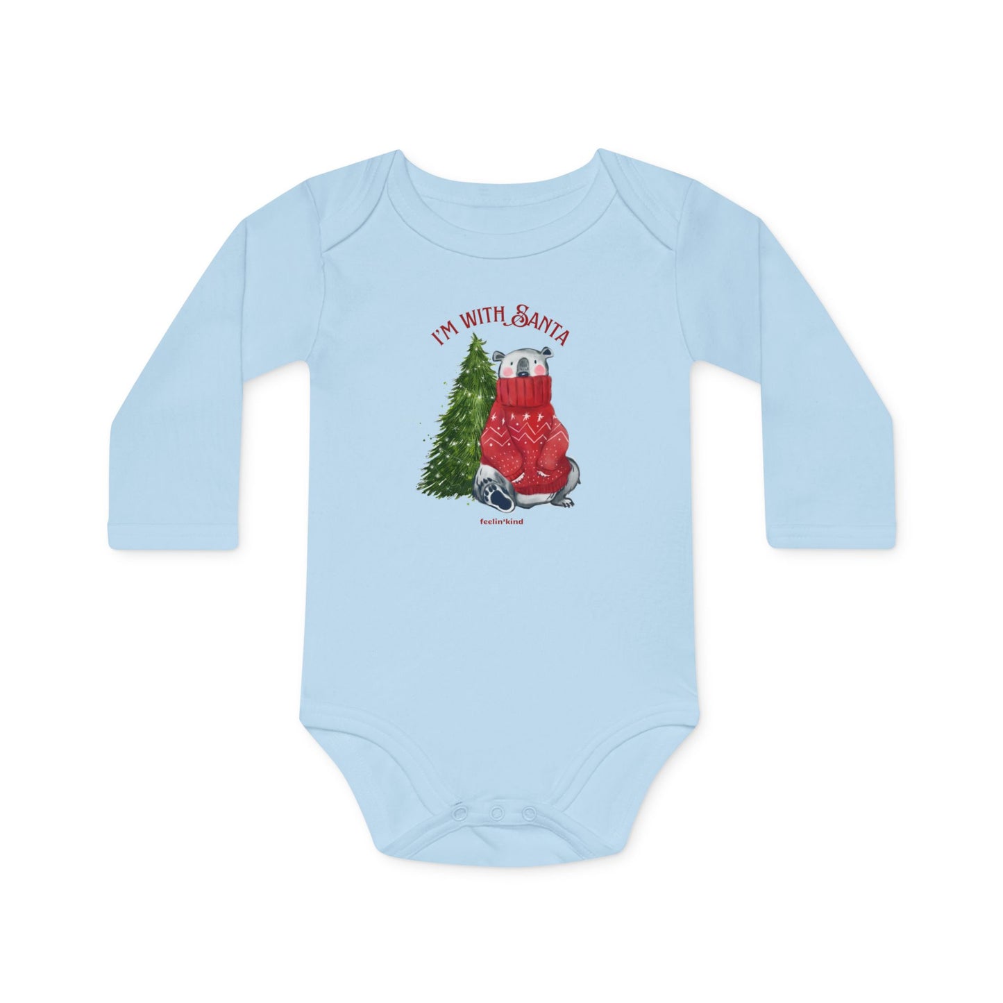 I'm With Santa" Organic Long-Sleeve Bodysuit