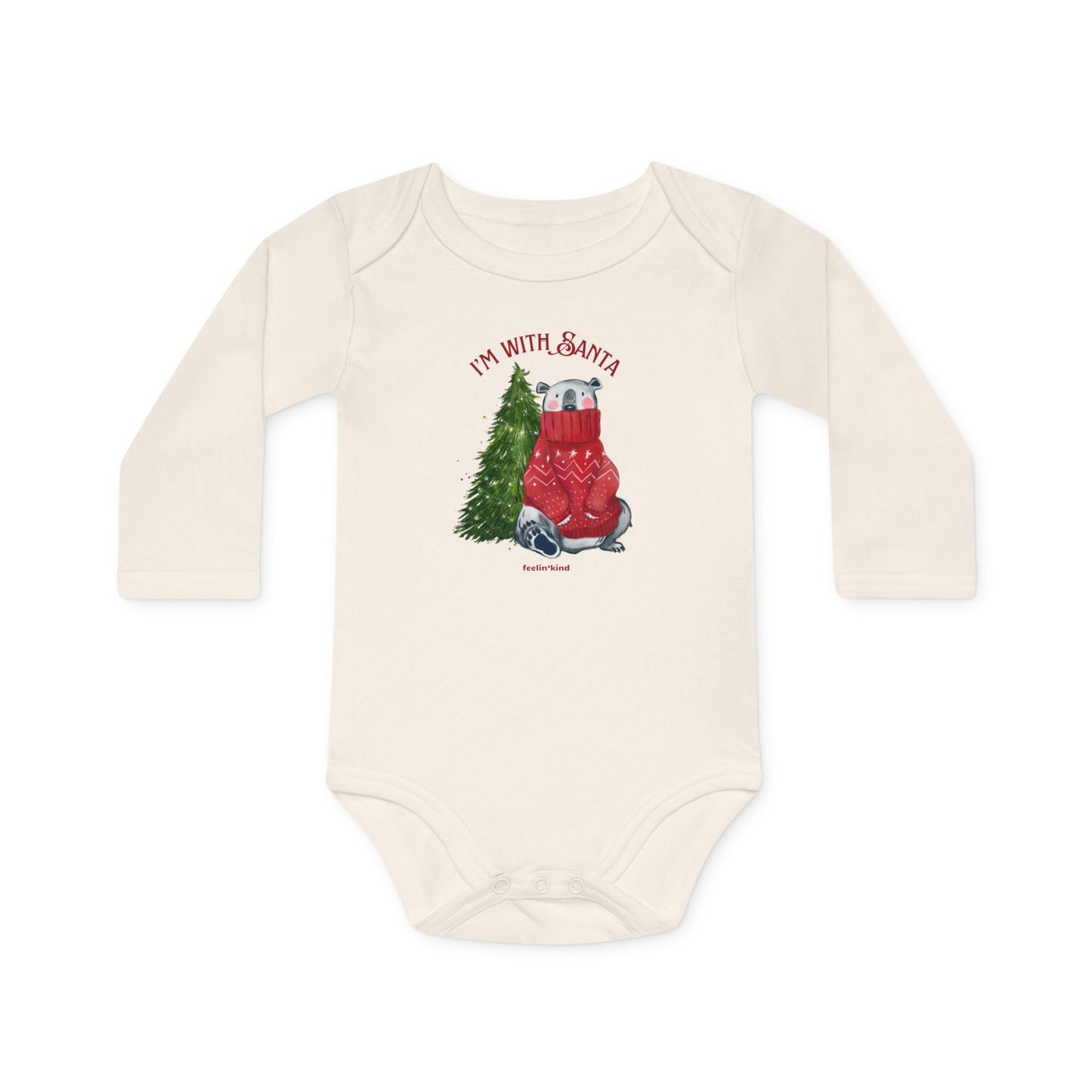 I'm With Santa" Organic Long-Sleeve Bodysuit