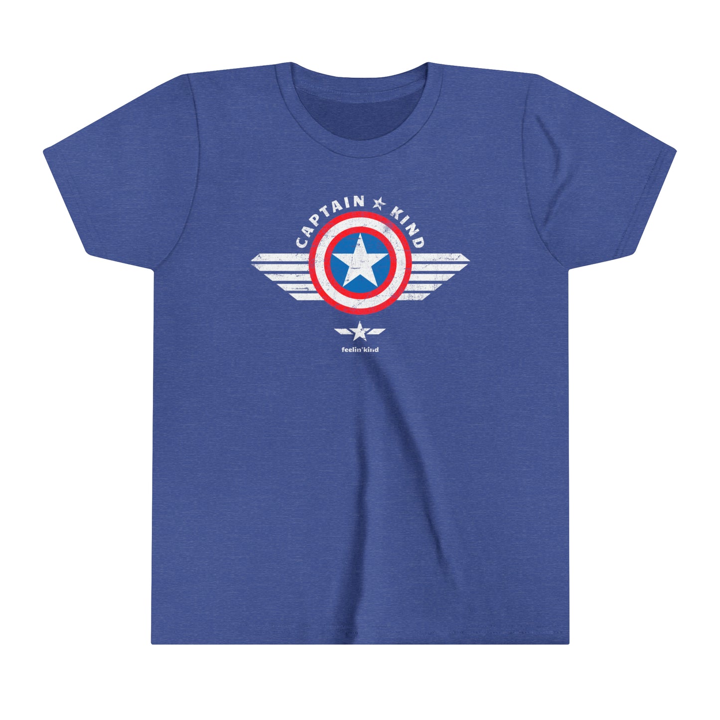 Feelin'Kind Captain Kind design on a royal t-shirt