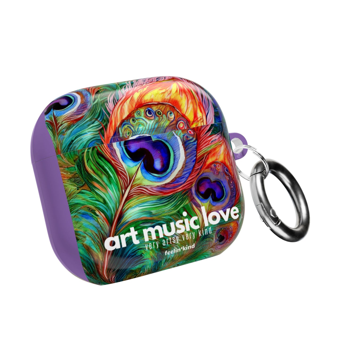 AirPod Case — Colorful Peacock Feather "art music love" Design