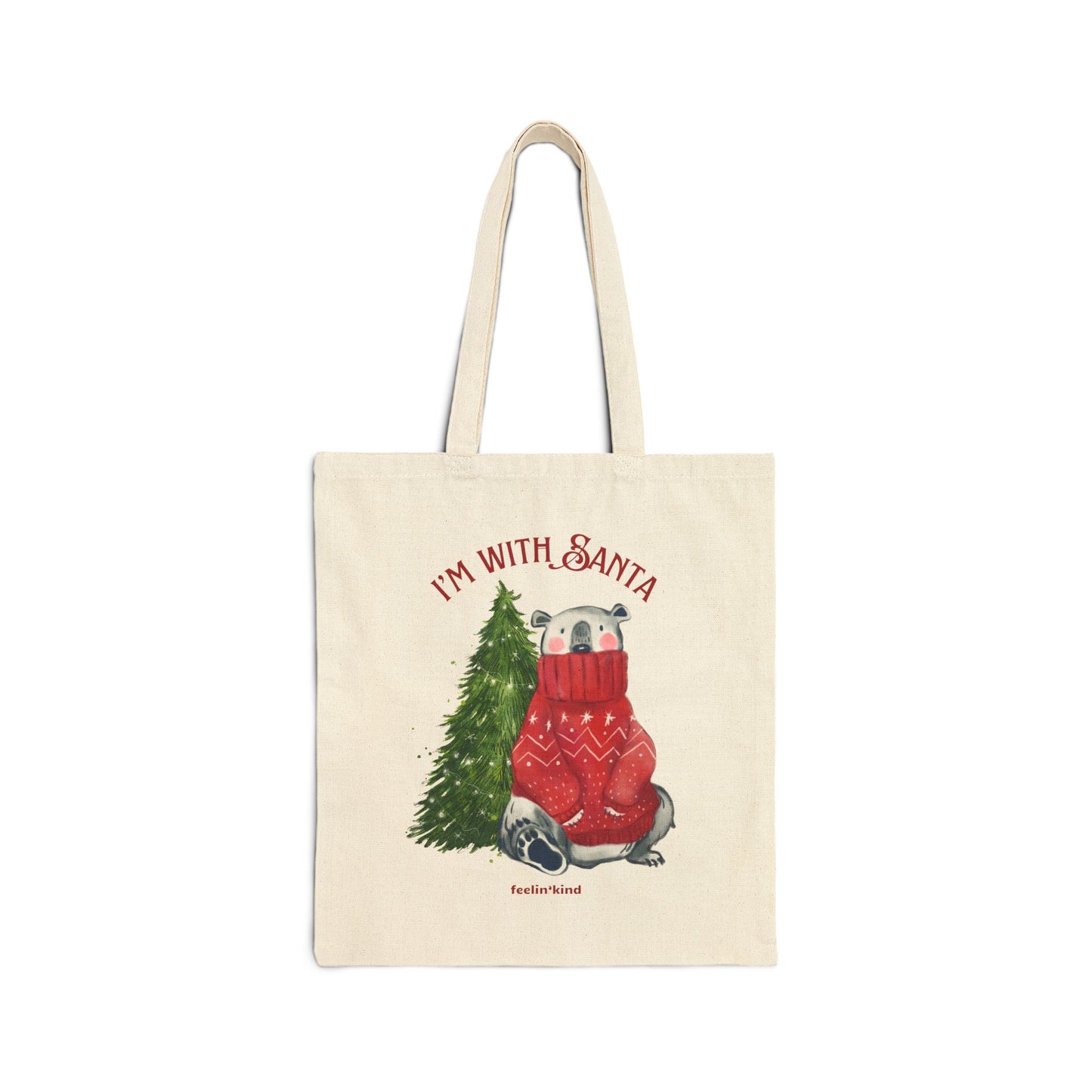 I’m With Santa' Holiday Canvas Tote