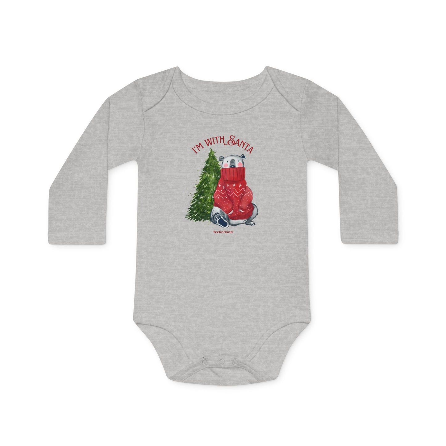 I'm With Santa" Organic Long-Sleeve Bodysuit