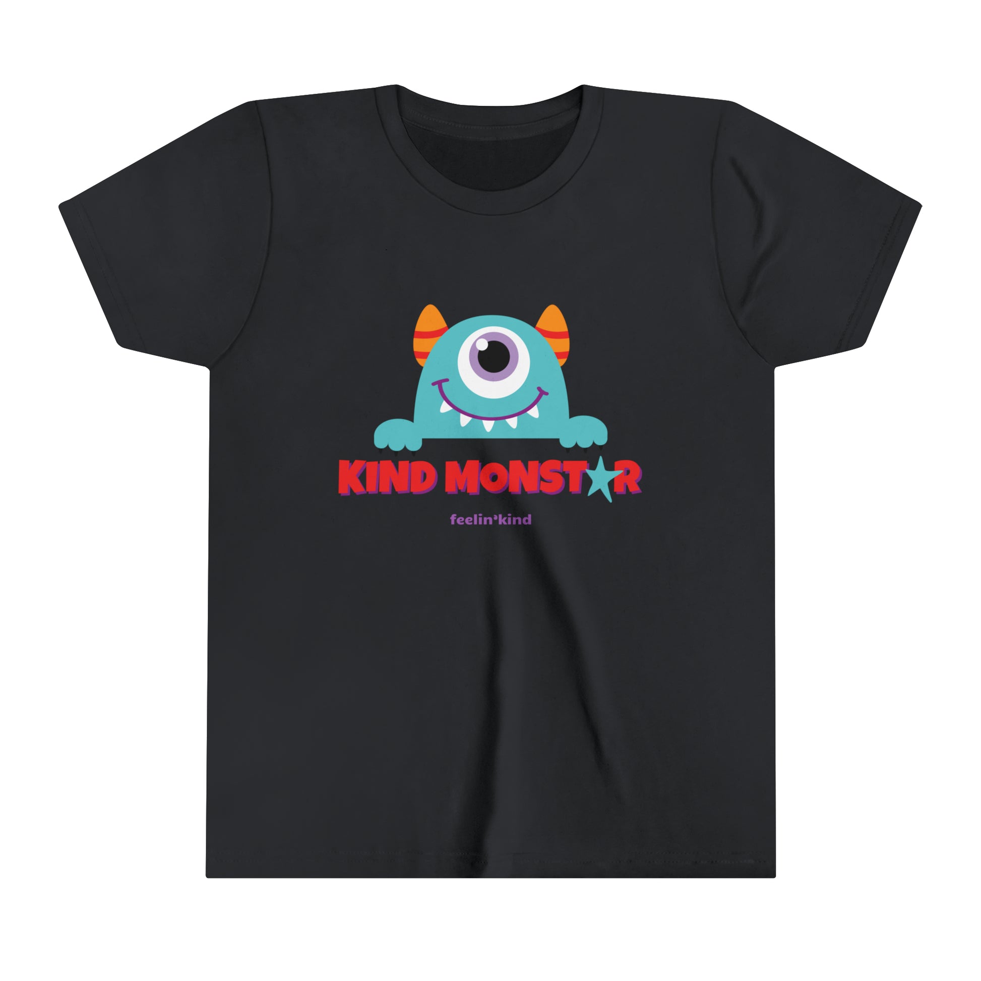 Feelin'Kind Kind Monstar design on a black t-shirt