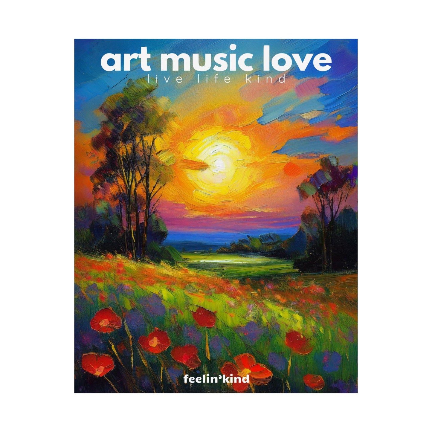 Art Music Love – Tulip Sunset Landscape Poster