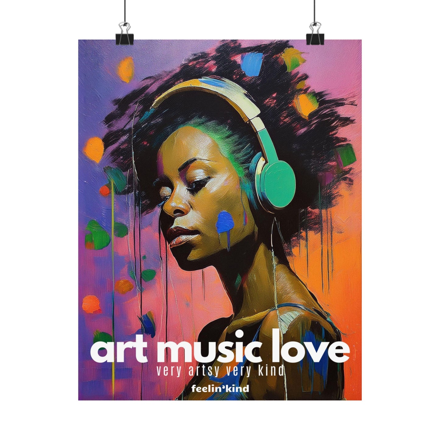 Art Music Love – Soul Sound Headphones Poster