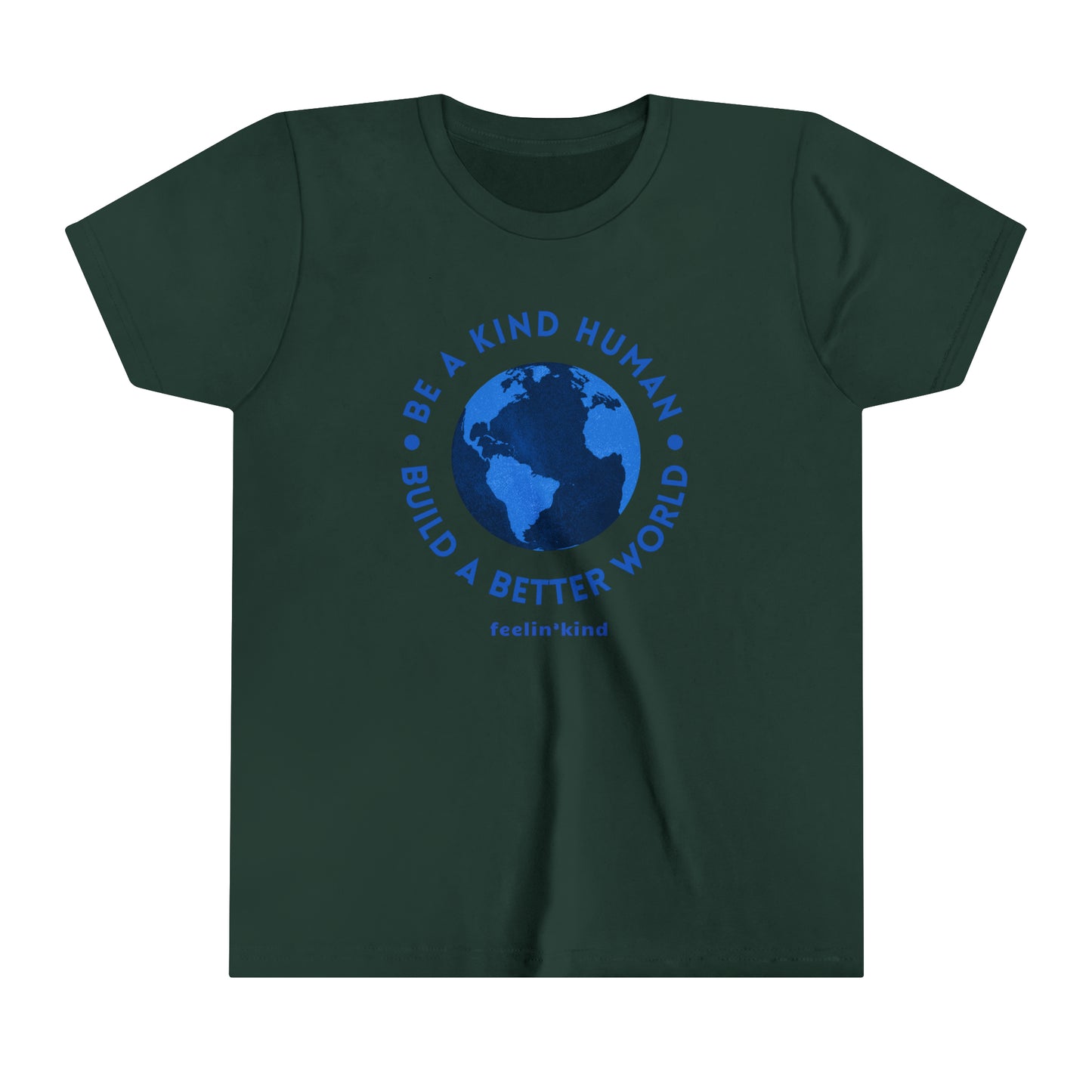 Feelin'Kind Kind World design on a forest t-shirt