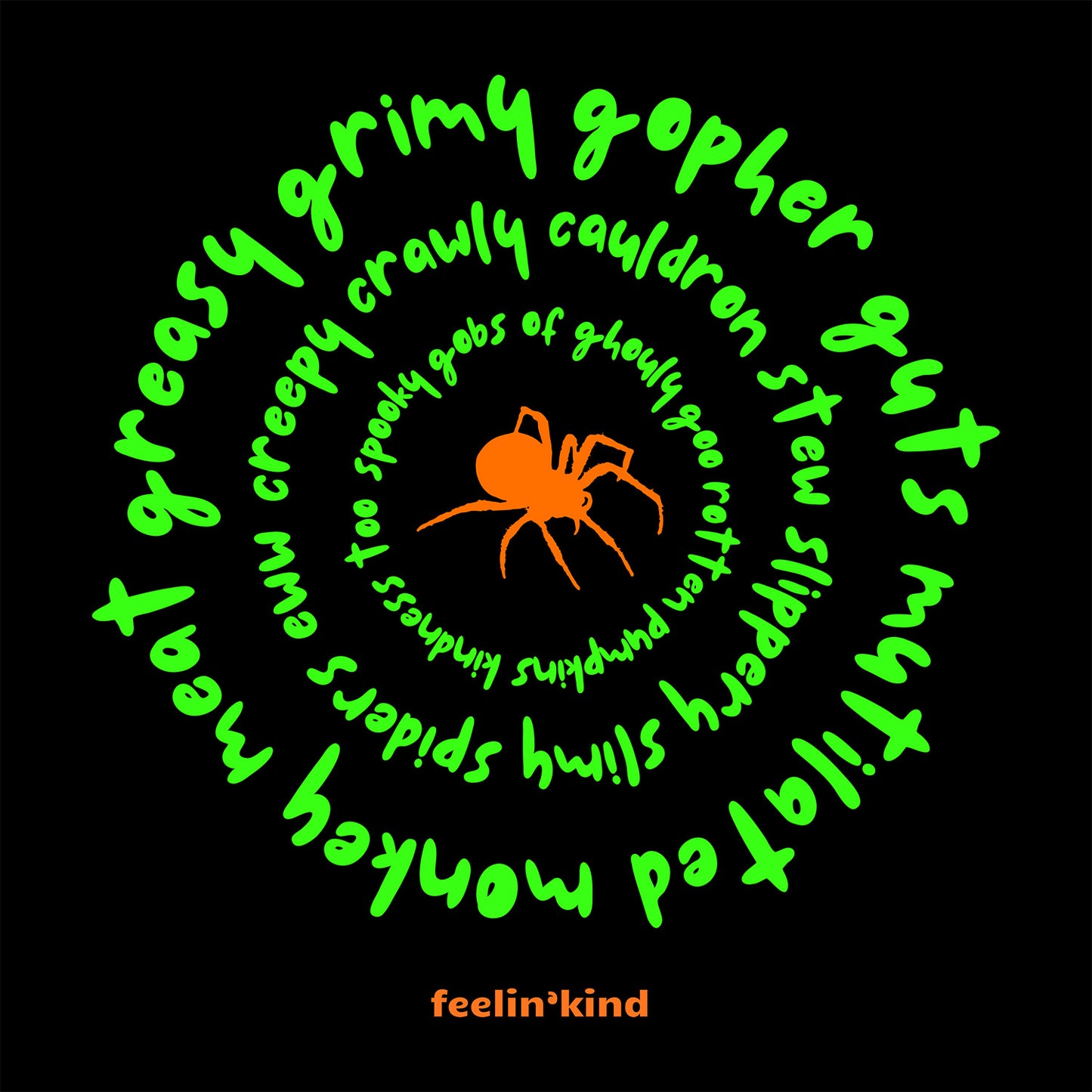 Greasy Grimy Spiral Tee – Feelin’Kind Halloween